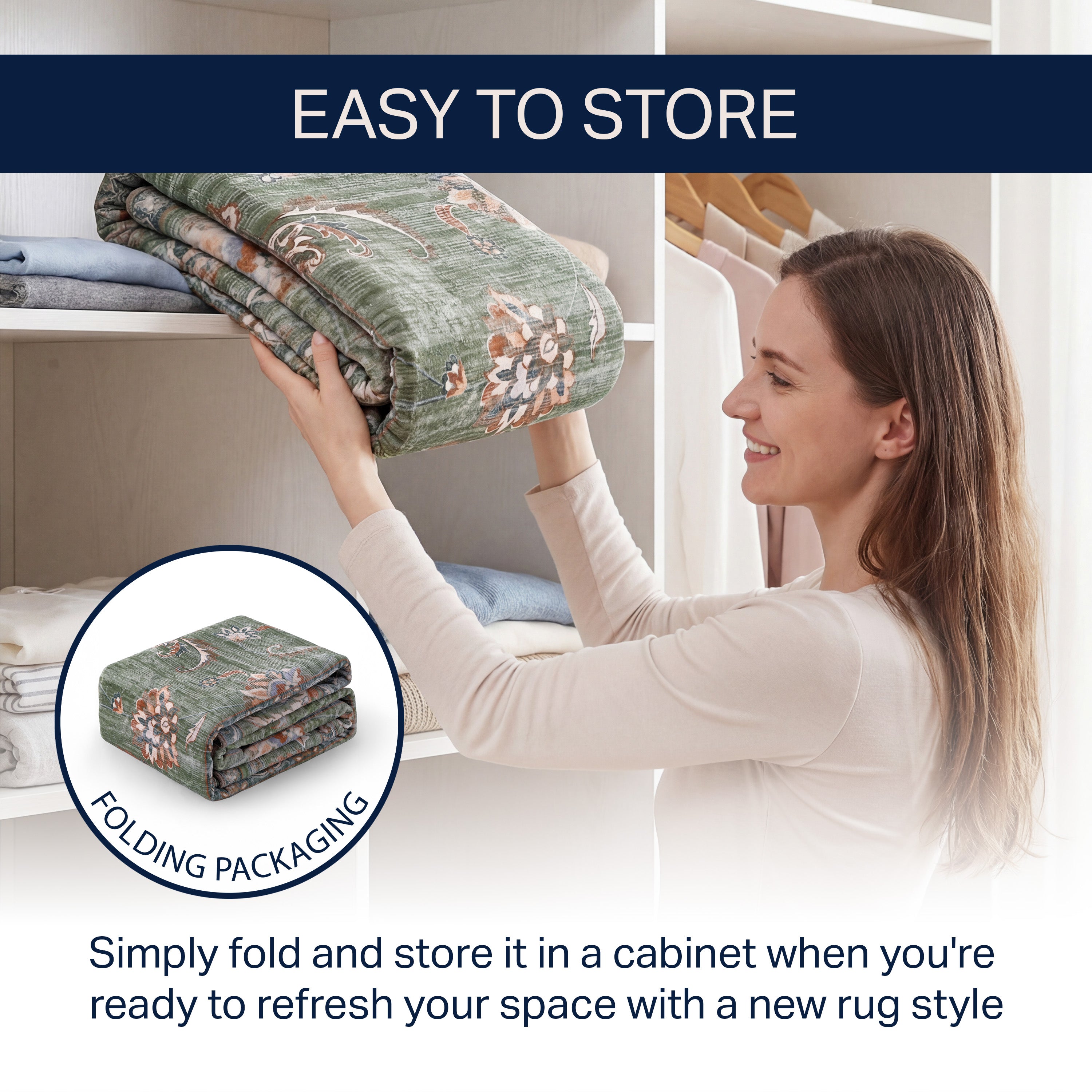 Arabella Vintage Floral Border Non-Slip Machine-Washable Rug