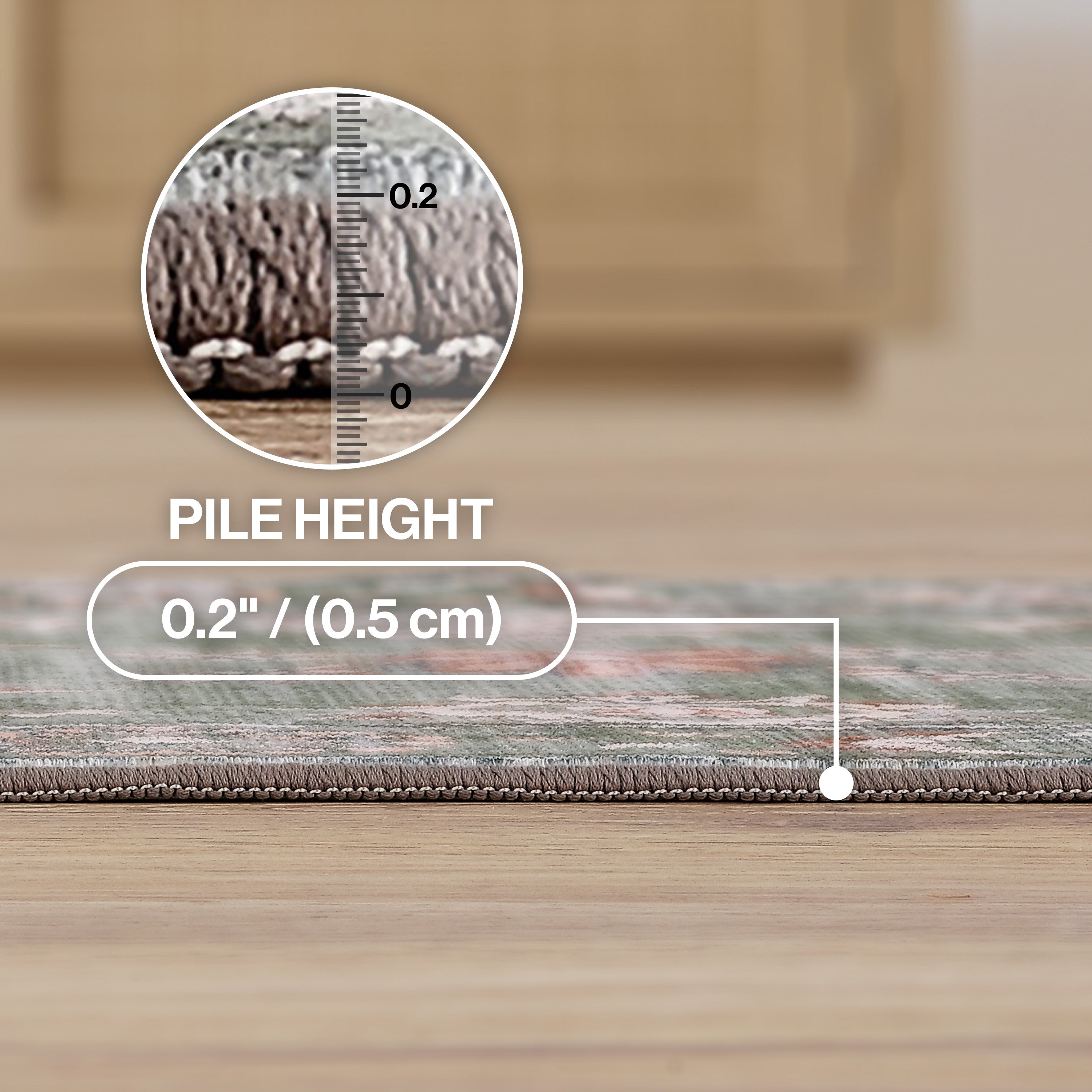 Arabella Vintage Floral Border Non-Slip Machine-Washable Rug