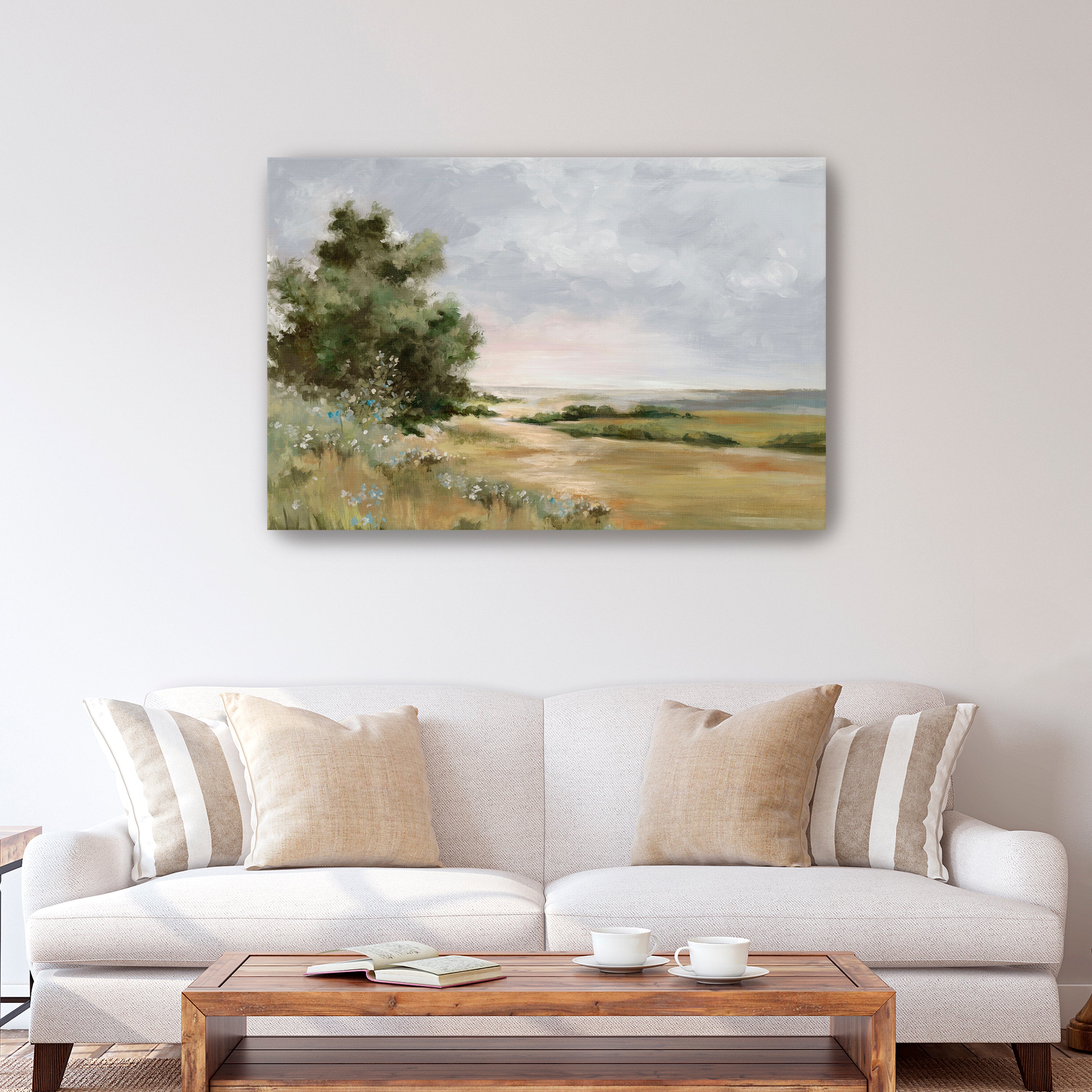 Serene Path Through Open Fields Canvas Giclee