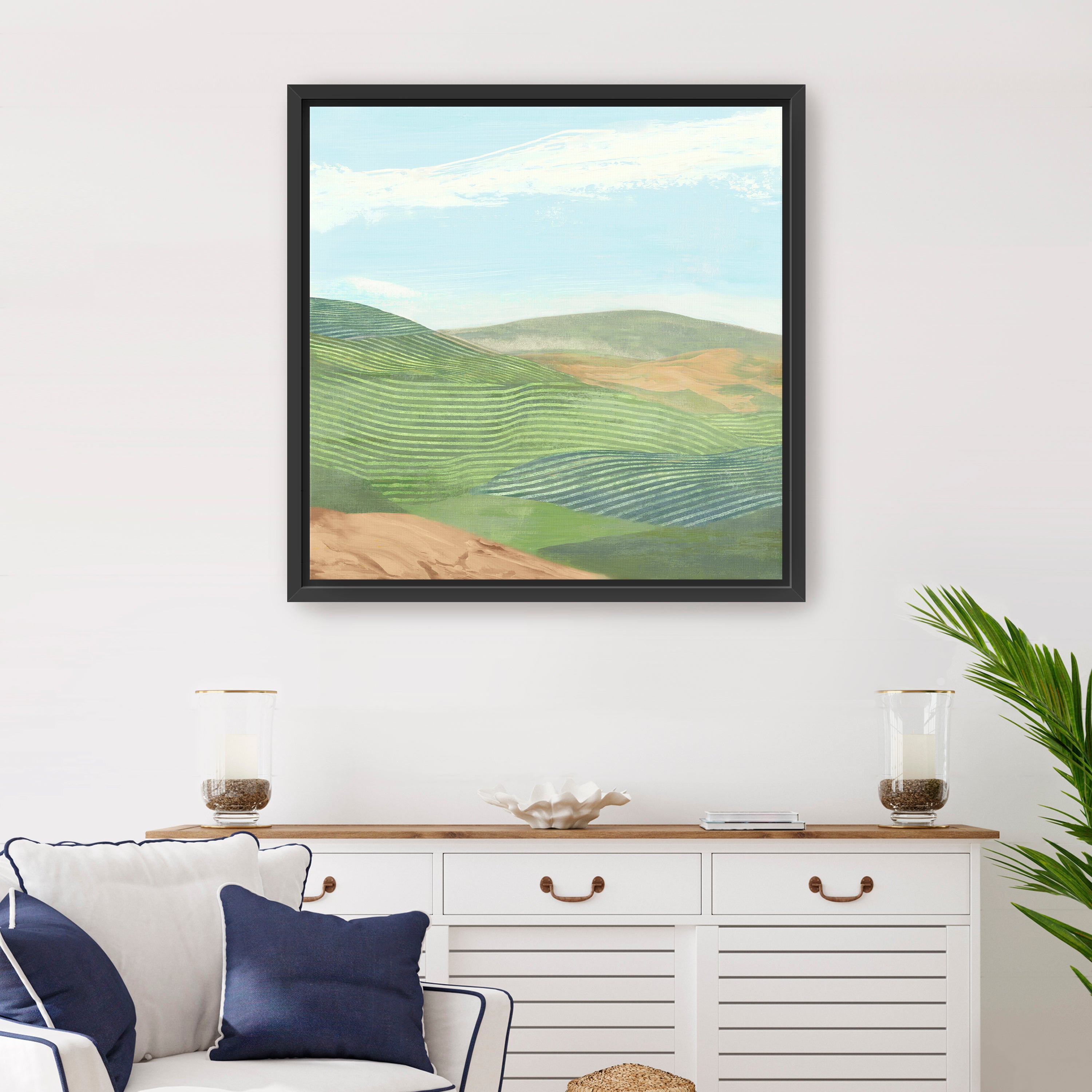 Rolling Green Hills Under Sky Canvas Giclee
