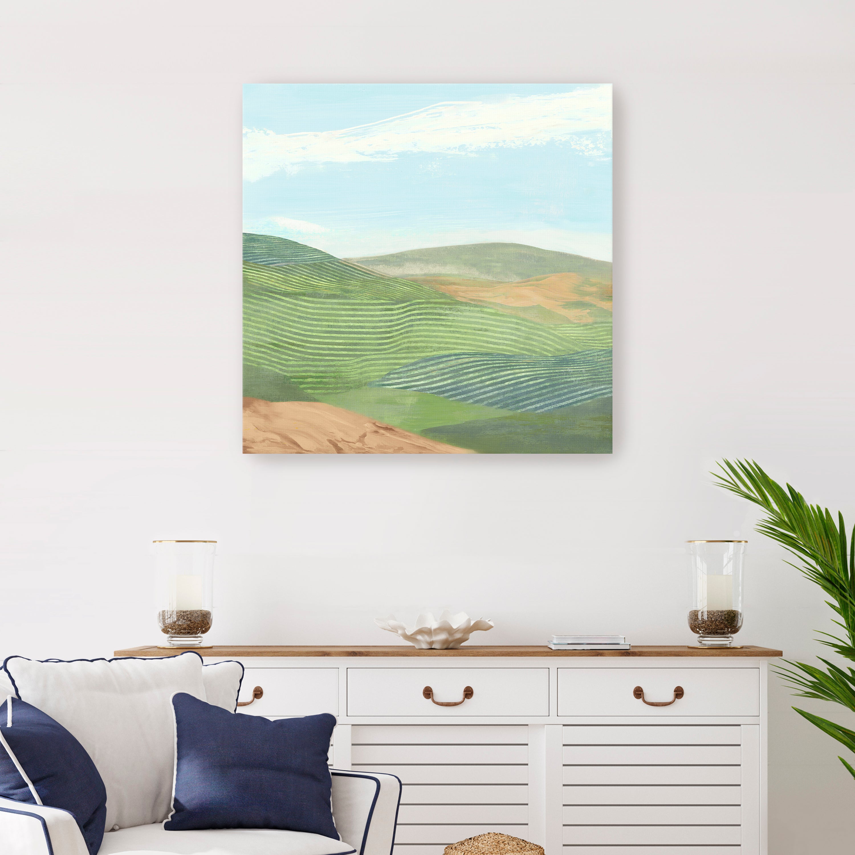 Rolling Green Hills Under Sky Canvas Giclee