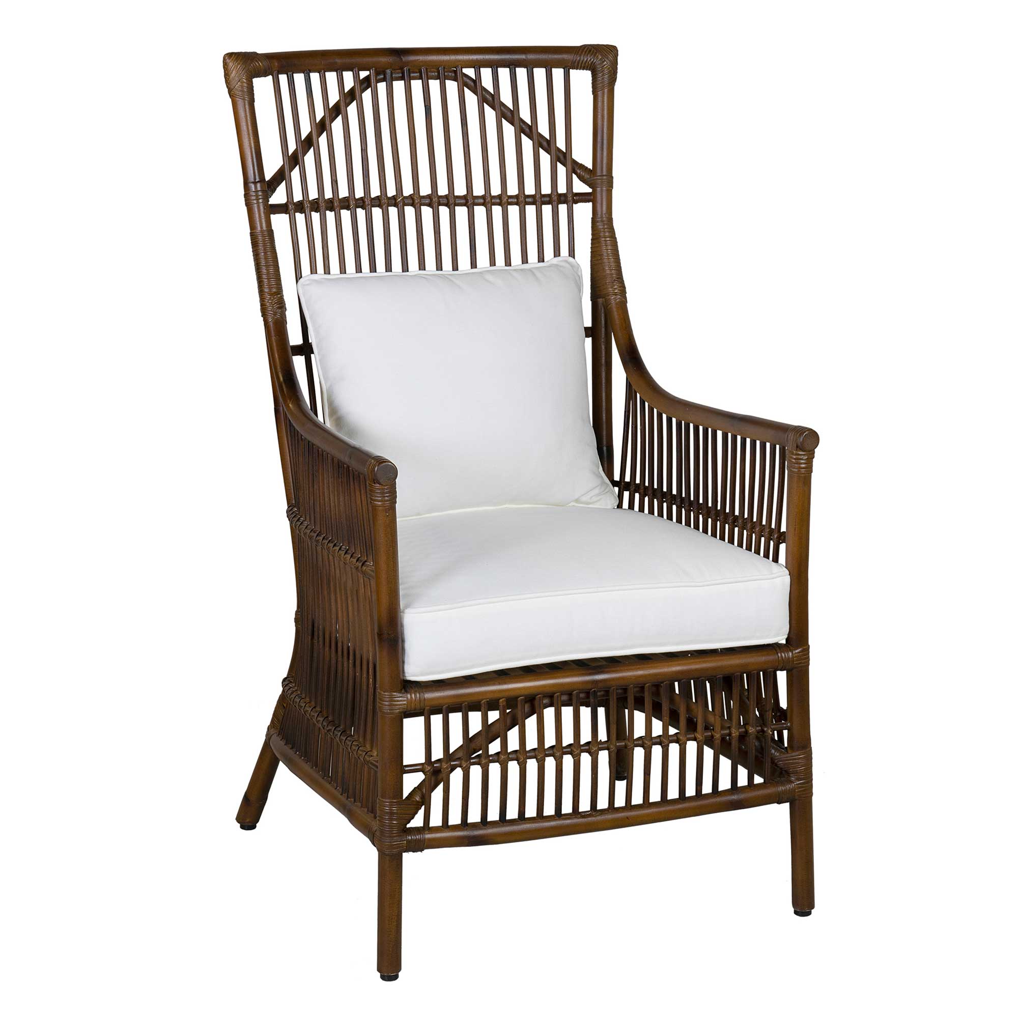 Rattan High Back Brown Dining Arm Chair