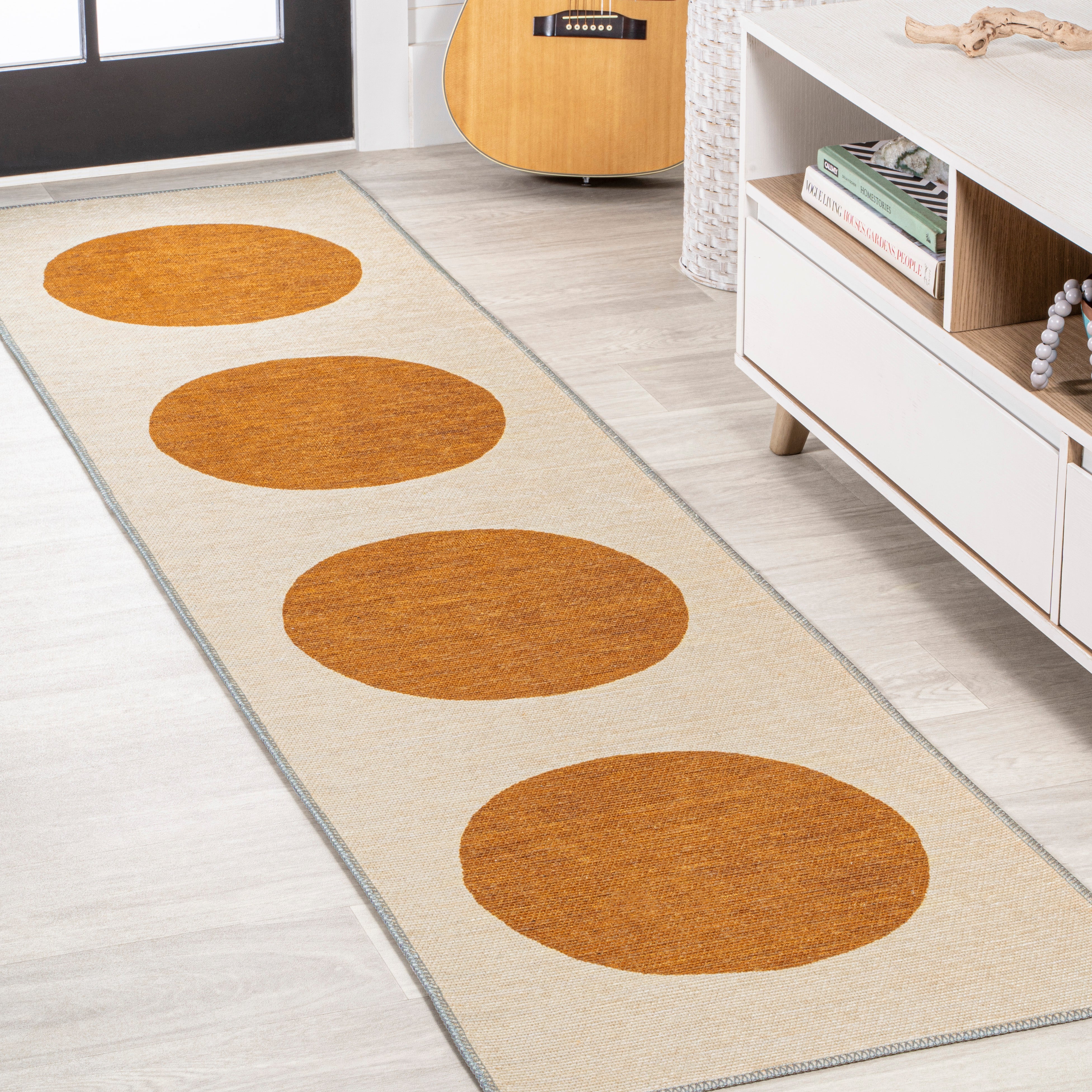 Cirkel Minimalist Geometric Dot Machine-Washable Area Rug
