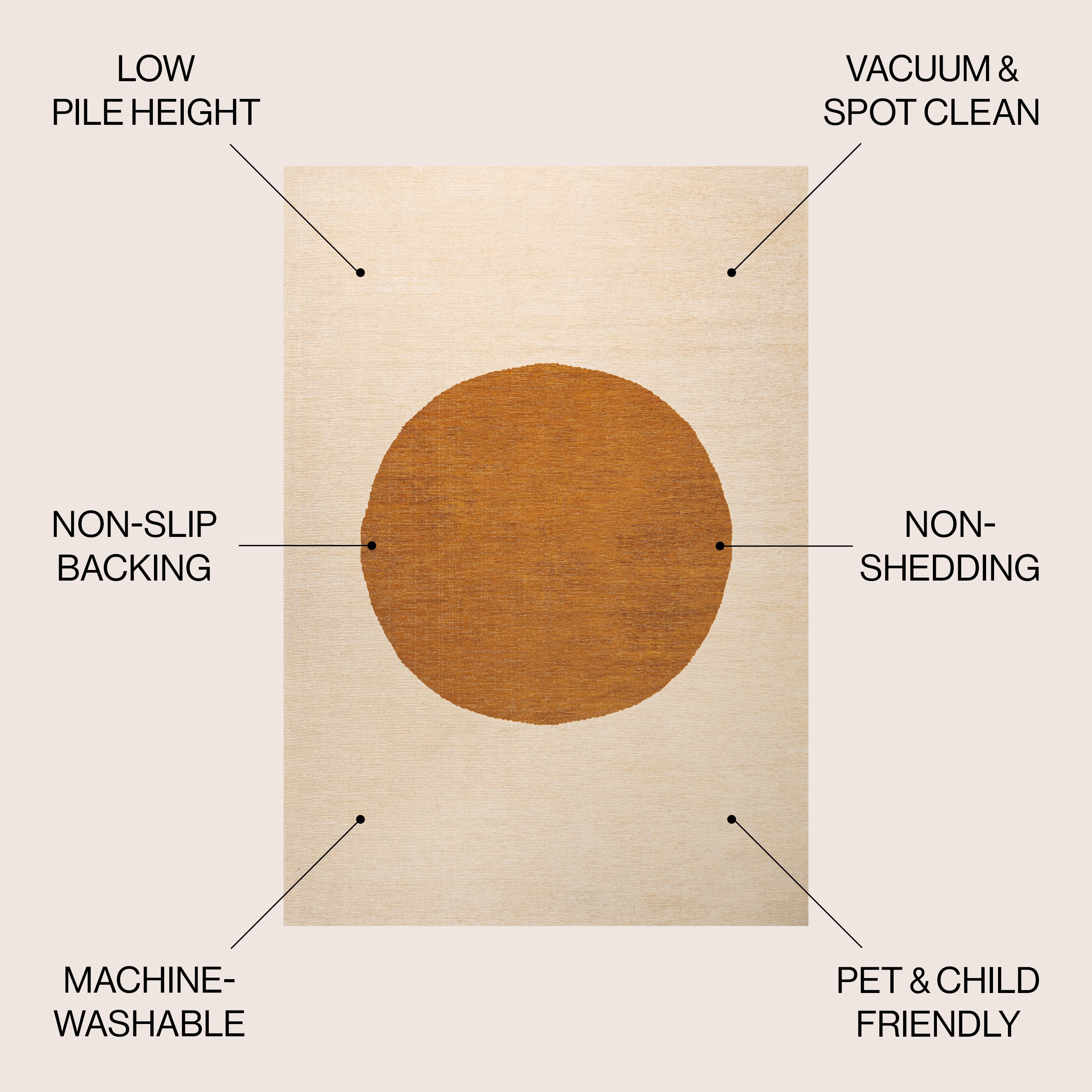 Cirkel Minimalist Geometric Dot Machine-Washable Area Rug