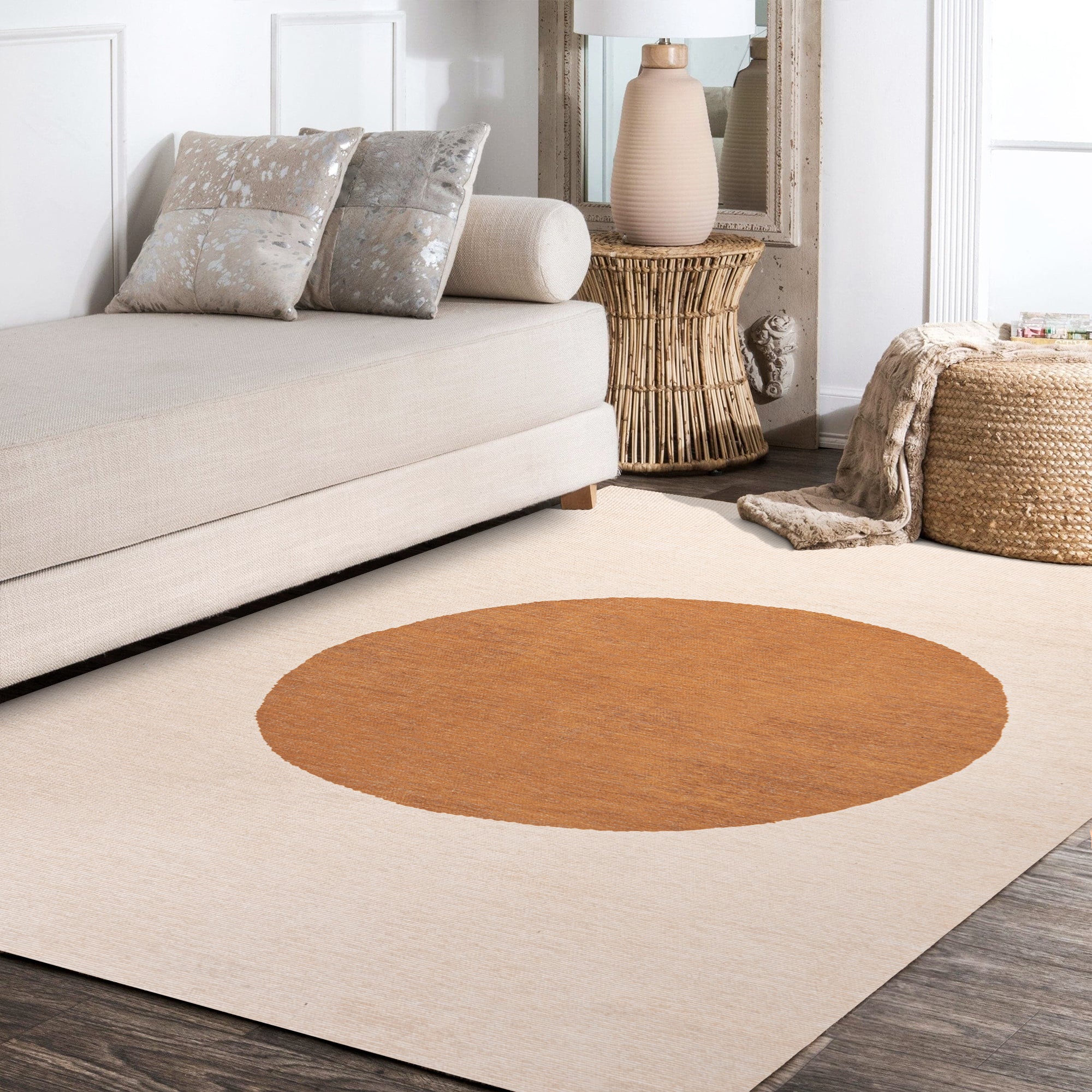 Cirkel Minimalist Geometric Dot Machine-Washable Area Rug