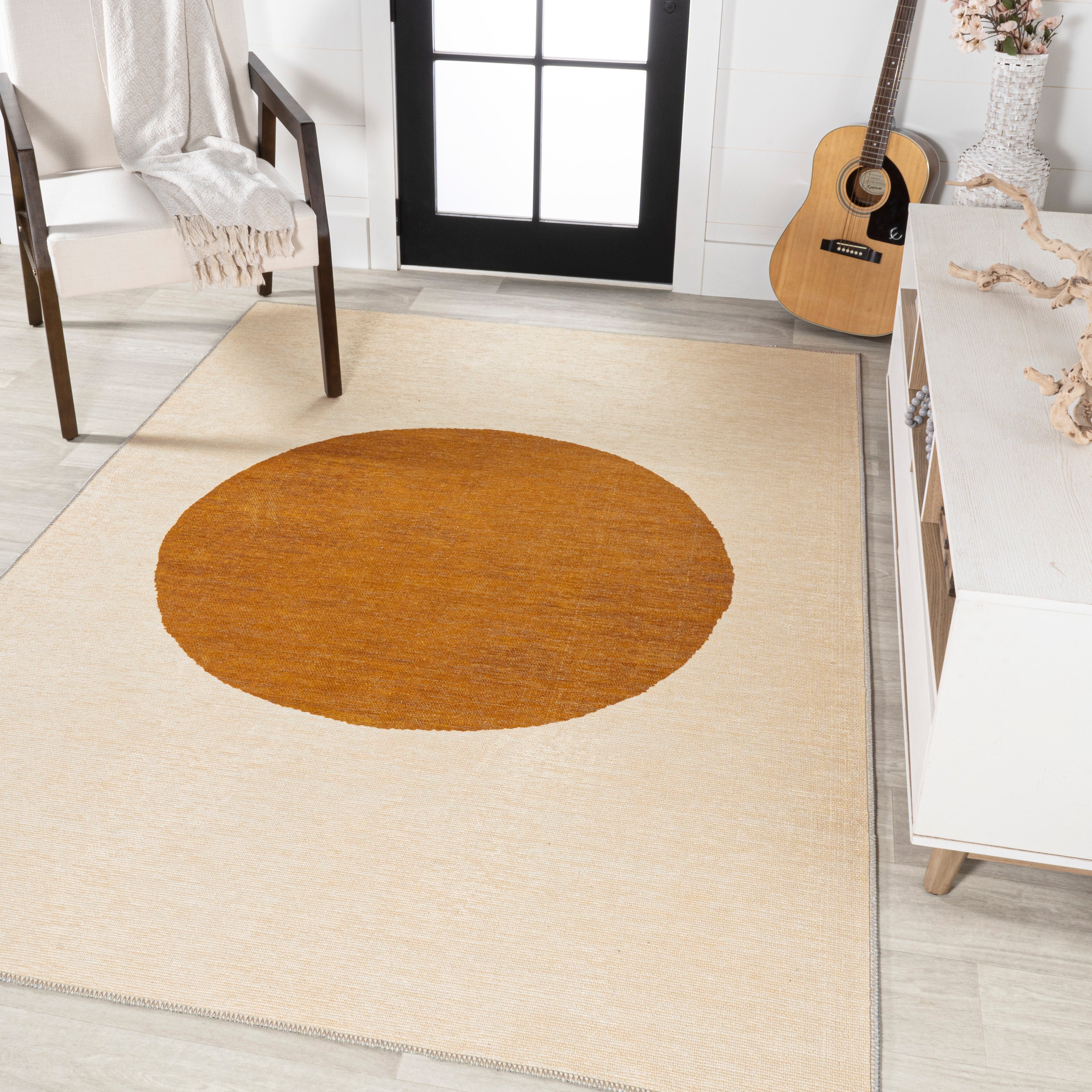 Cirkel Minimalist Geometric Dot Machine-Washable Area Rug