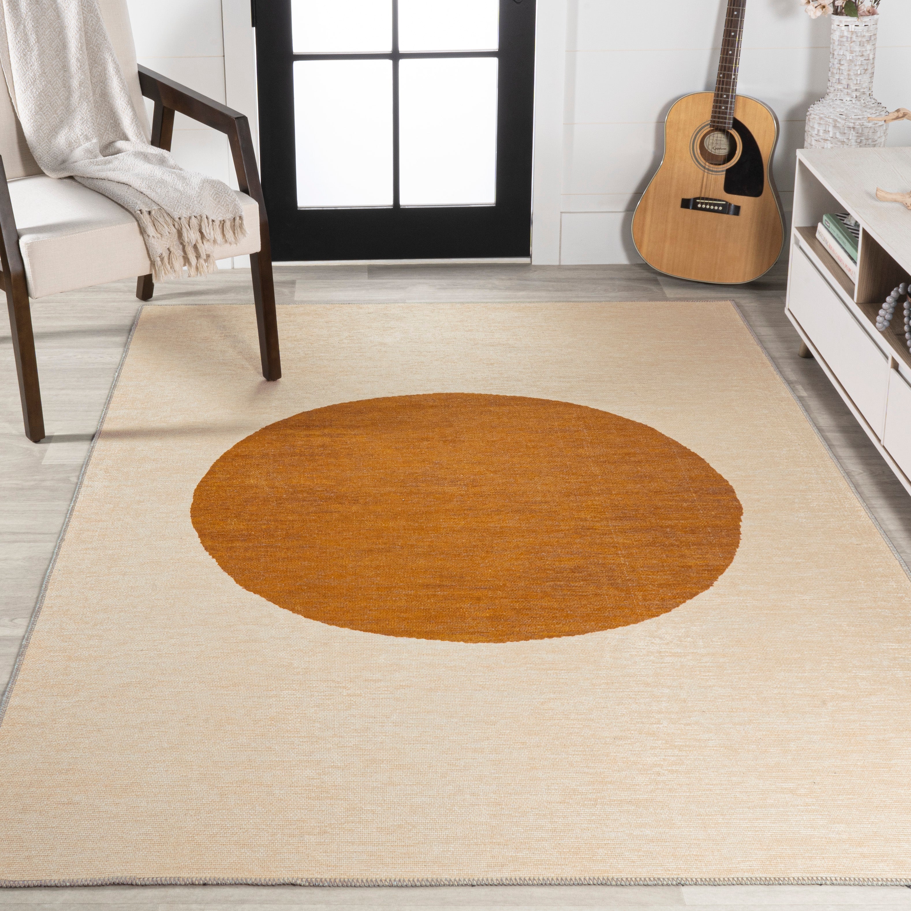 Cirkel Minimalist Geometric Dot Machine-Washable Area Rug
