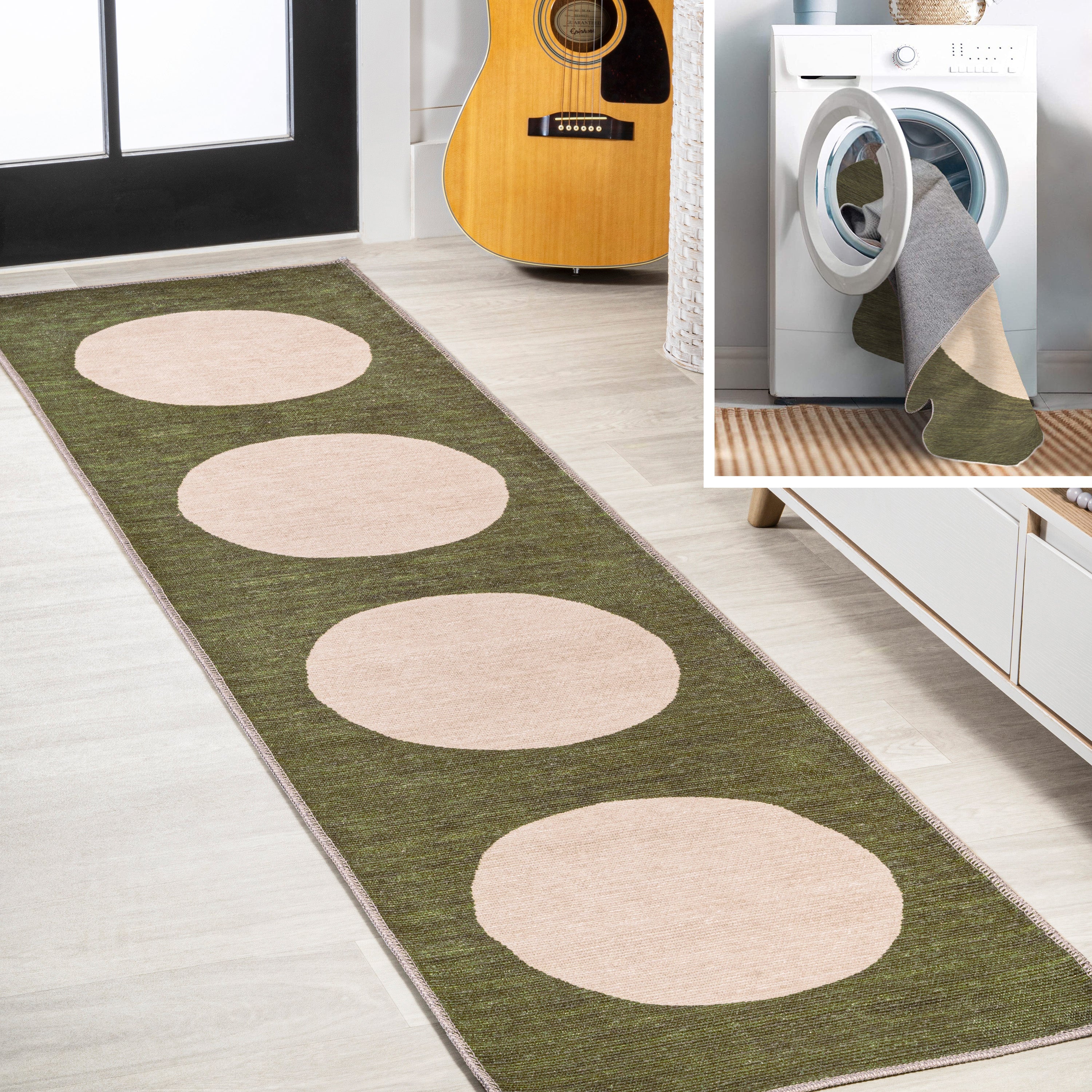 Cirkel Minimalist Geometric Dot Machine-Washable Area Rug