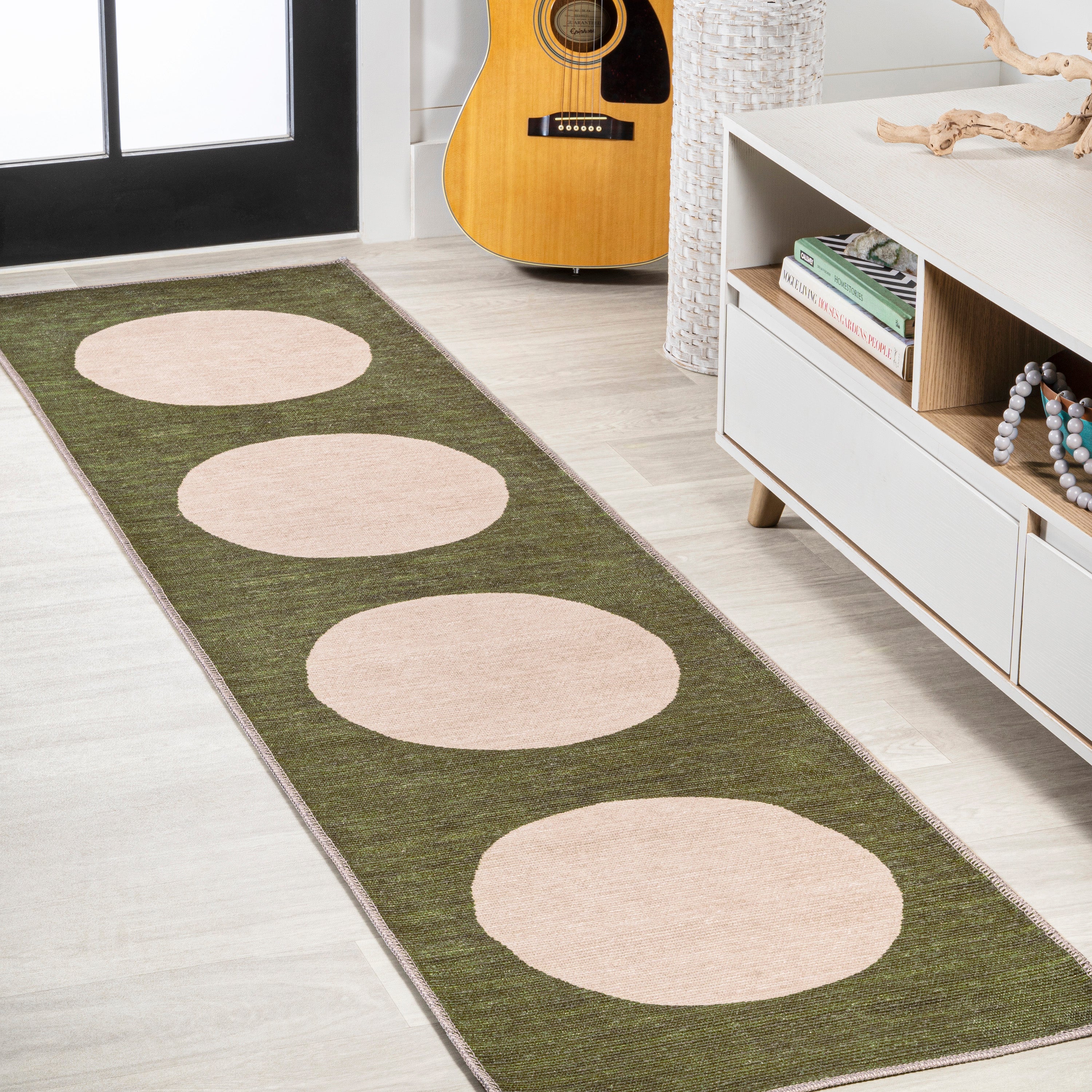 Cirkel Minimalist Geometric Dot Machine-Washable Area Rug