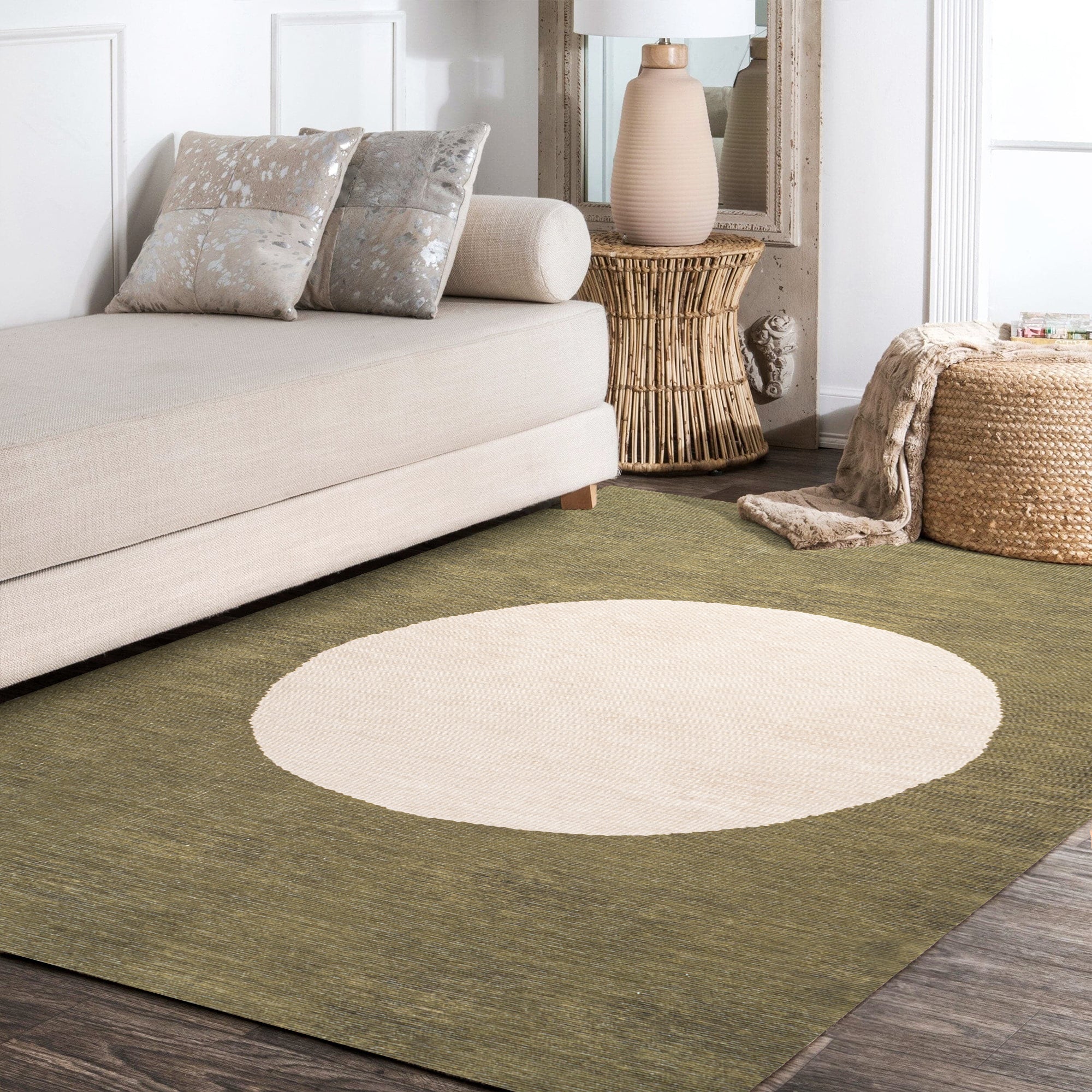 Cirkel Minimalist Geometric Dot Machine-Washable Area Rug
