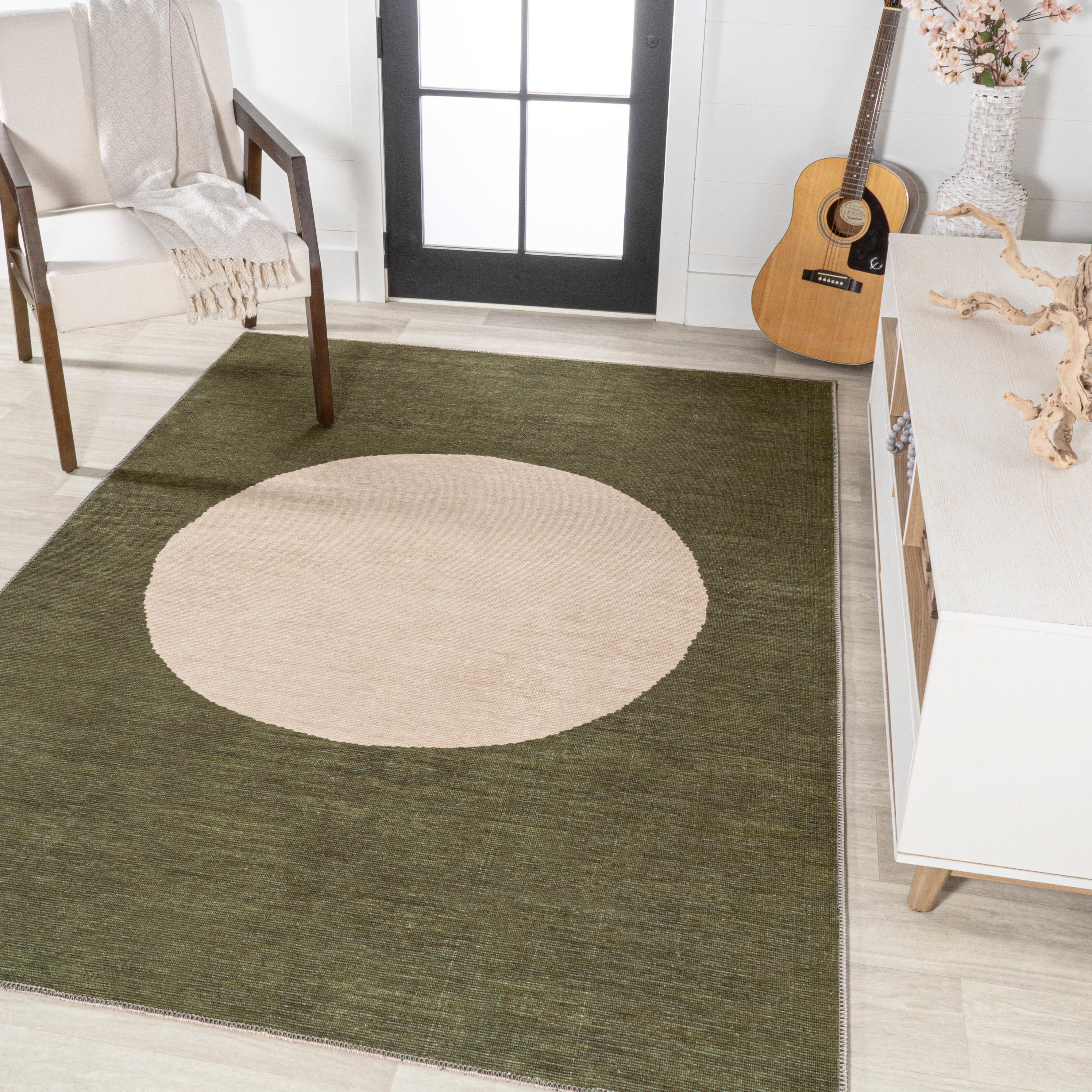 Cirkel Minimalist Geometric Dot Machine-Washable Area Rug