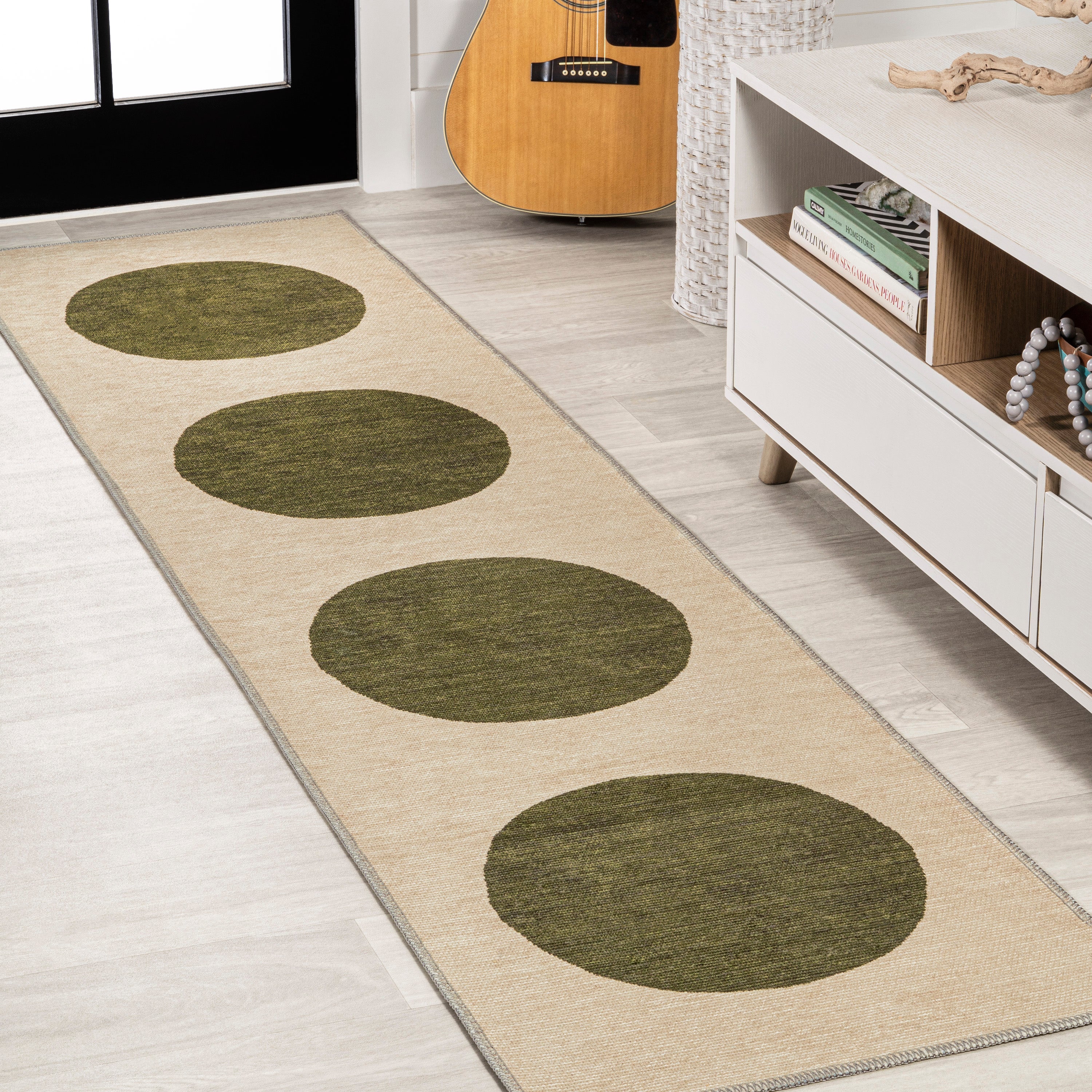 Cirkel Minimalist Geometric Dot Machine-Washable Area Rug