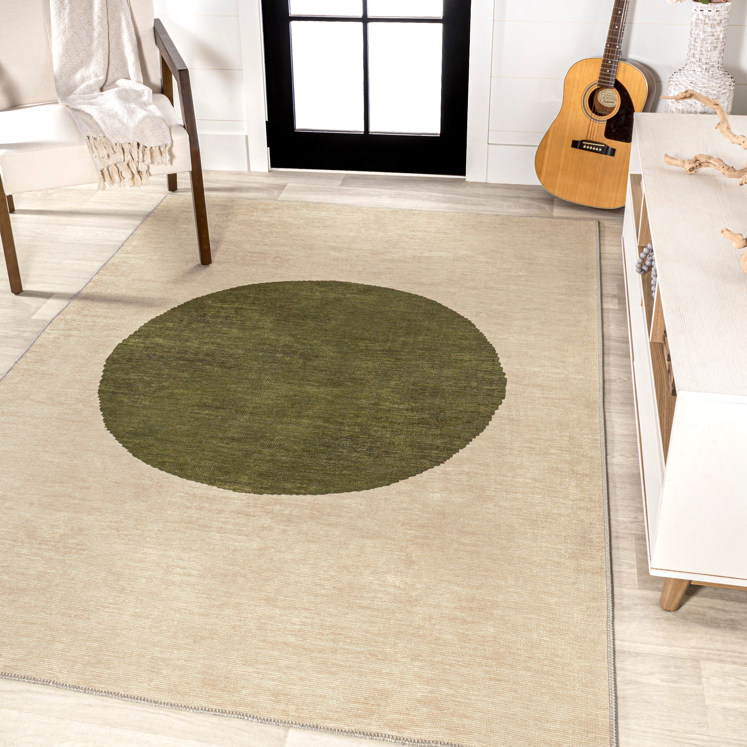 Cirkel Minimalist Geometric Dot Machine-Washable Area Rug