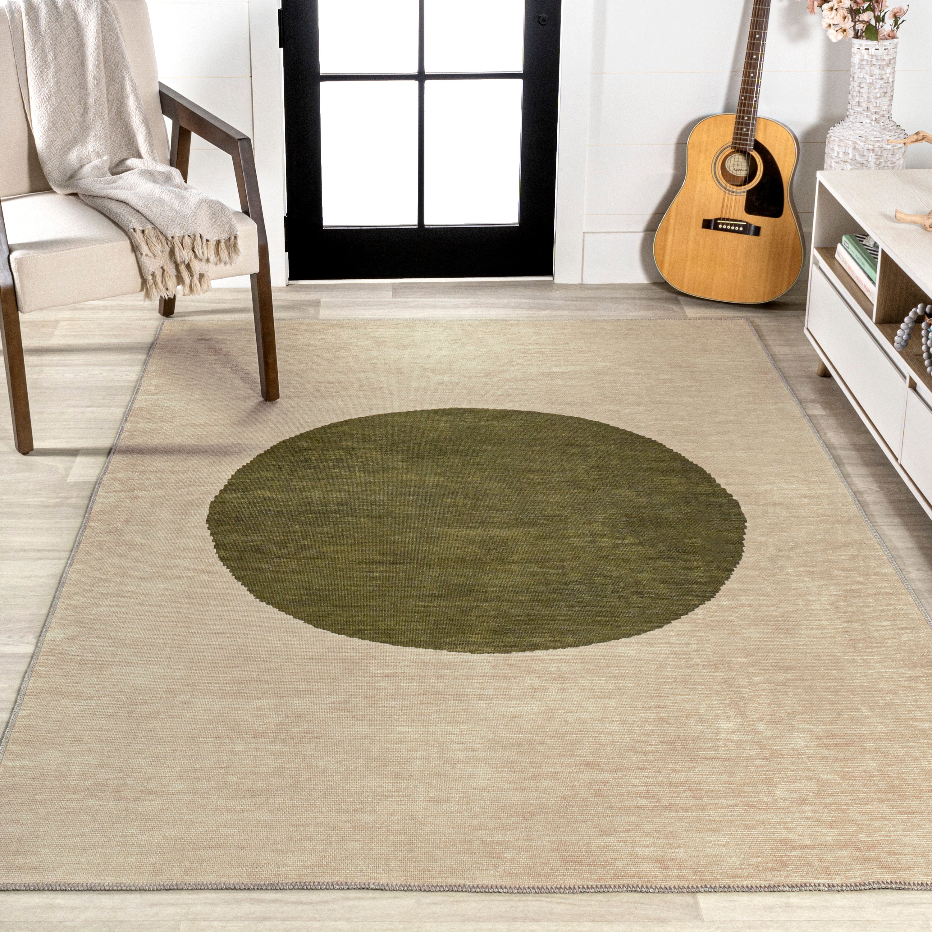 Cirkel Minimalist Geometric Dot Machine-Washable Area Rug