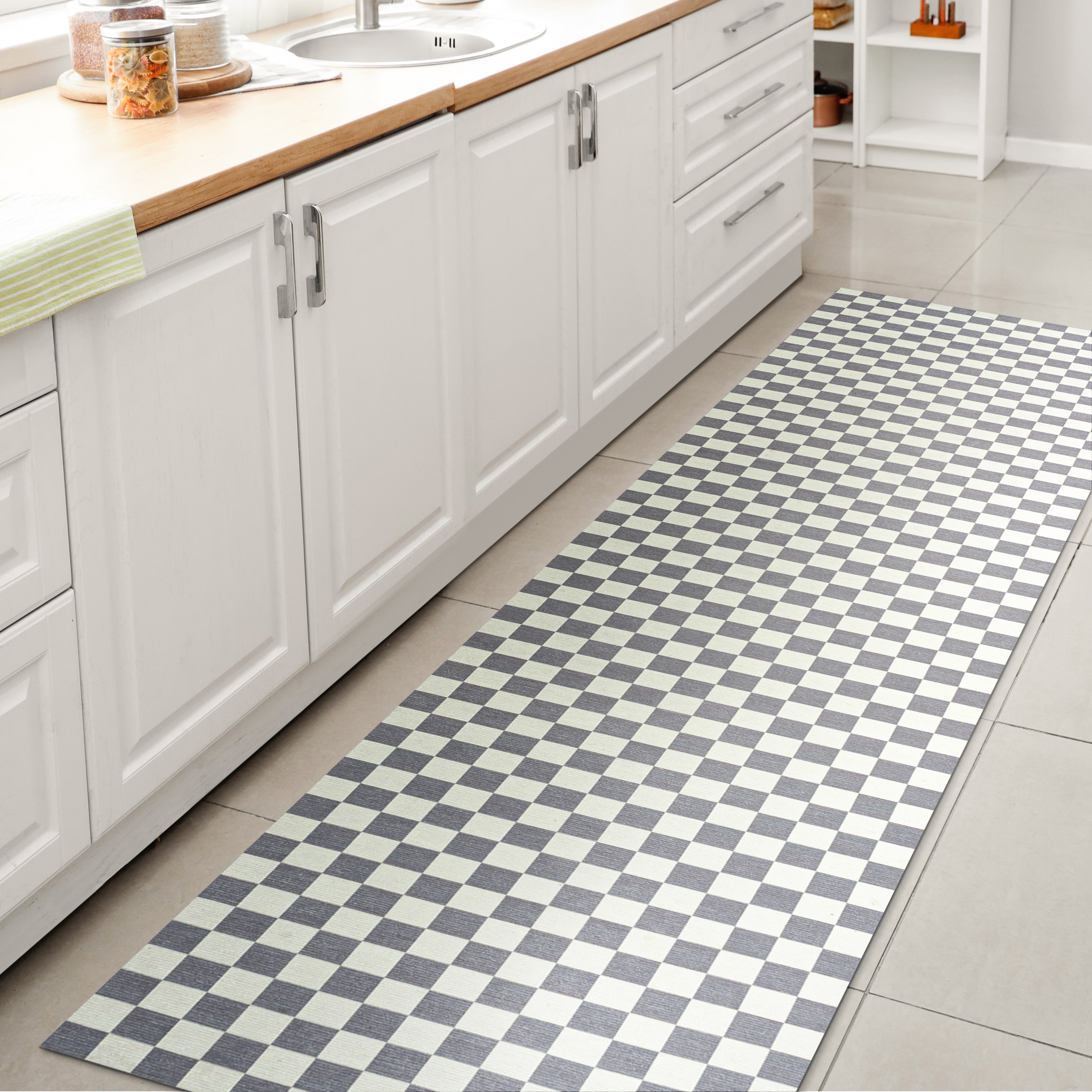 Ainsley Modern Cottage Checkerboard Washable Purple Area Rug