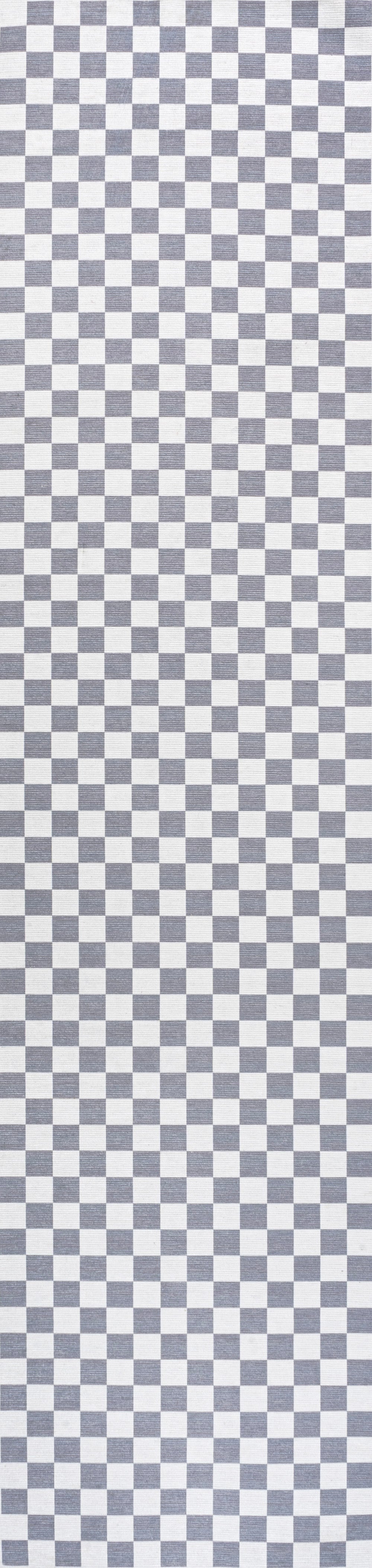 Ainsley Modern Cottage Checkerboard Washable Purple Area Rug