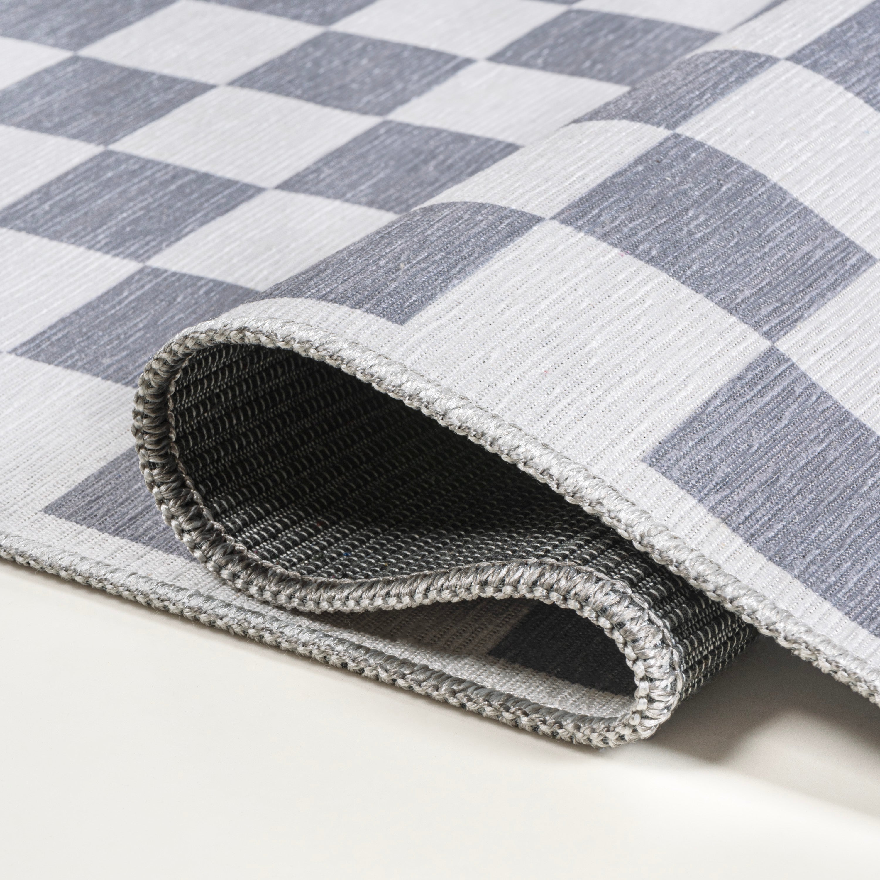 Ainsley Modern Cottage Checkerboard Washable Purple Area Rug