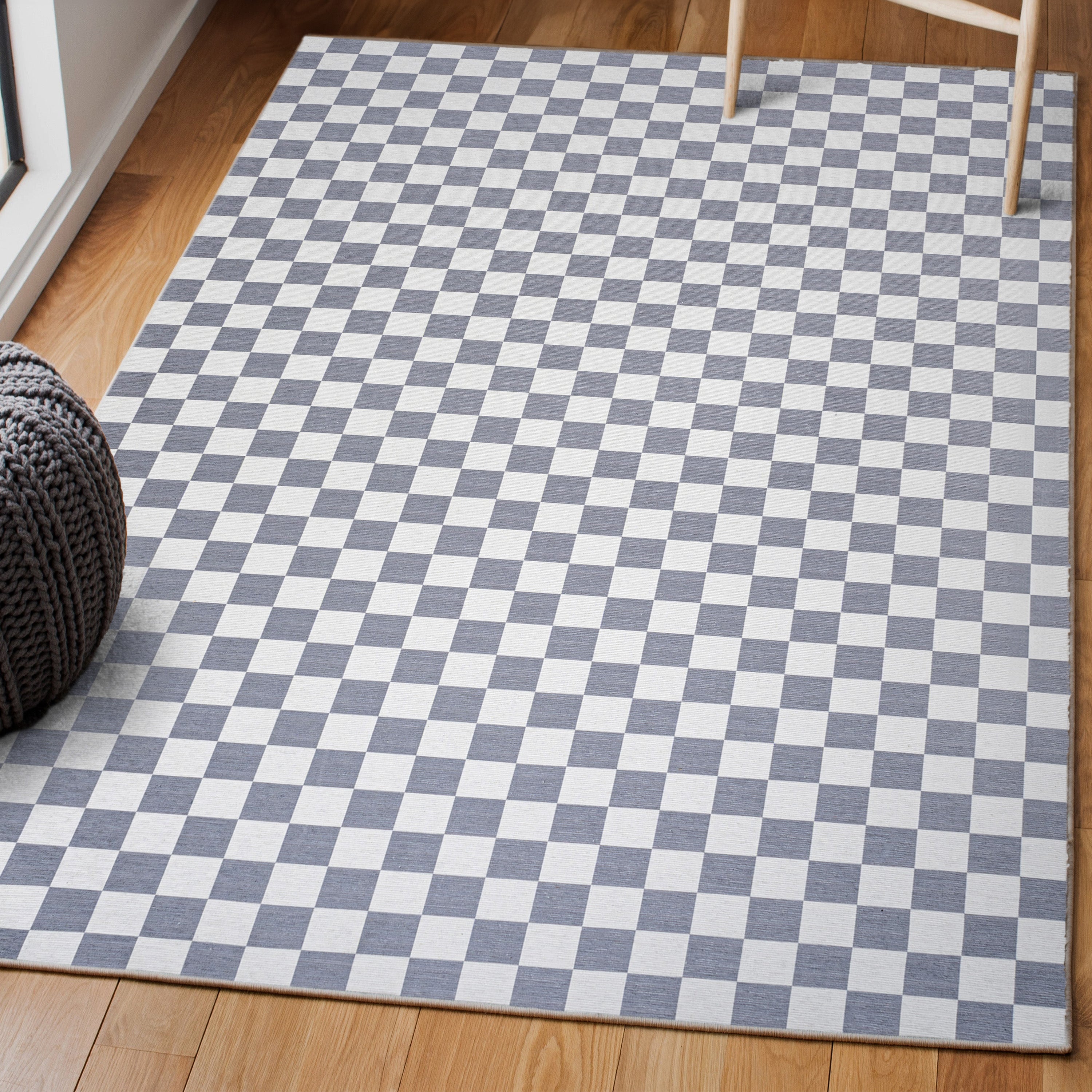 Ainsley Modern Cottage Checkerboard Washable Purple Area Rug