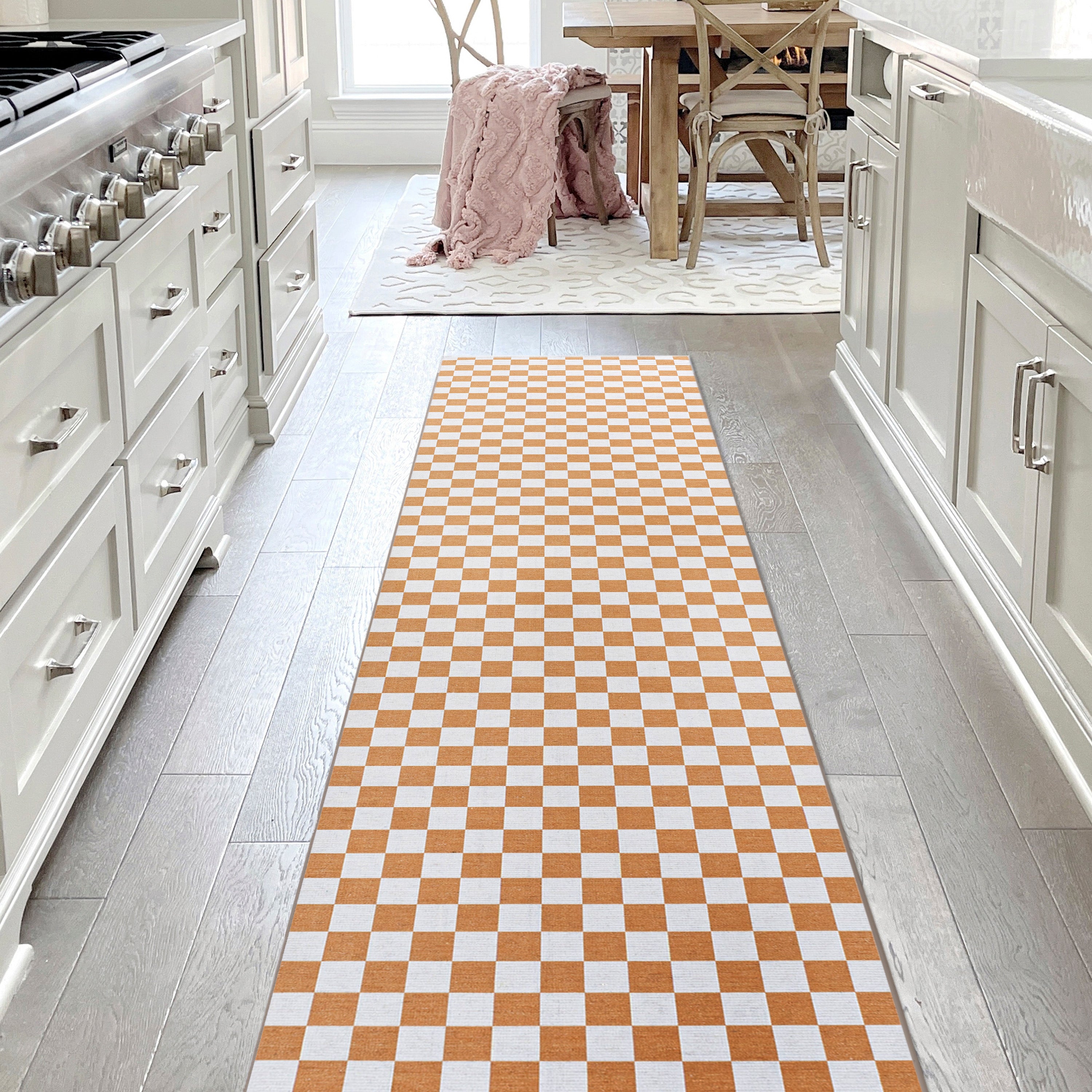 Ainsley Modern Cottage Checkerboard Washable Purple Area Rug