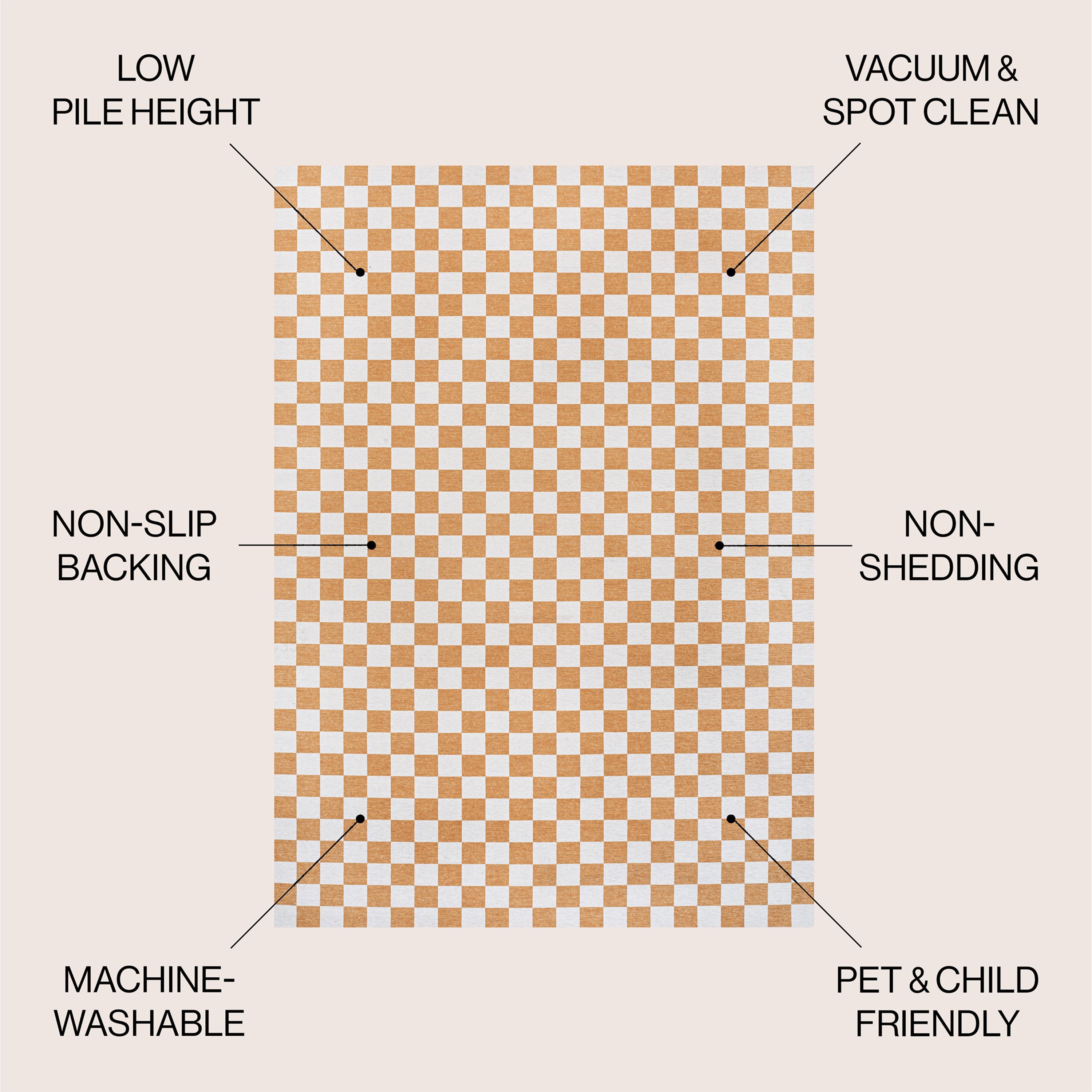 Ainsley Modern Cottage Checkerboard Washable Purple Area Rug