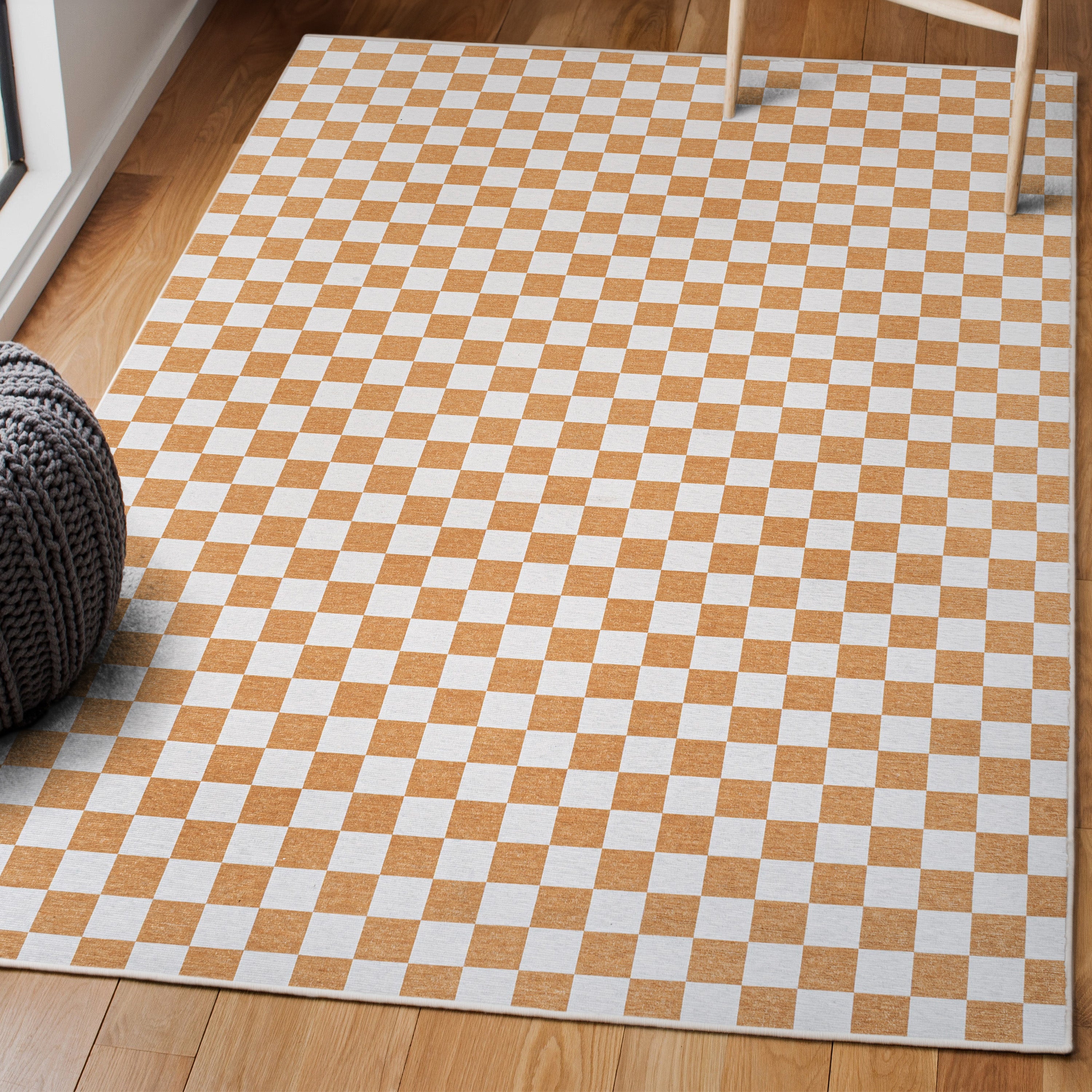 Ainsley Modern Cottage Checkerboard Washable Purple Area Rug