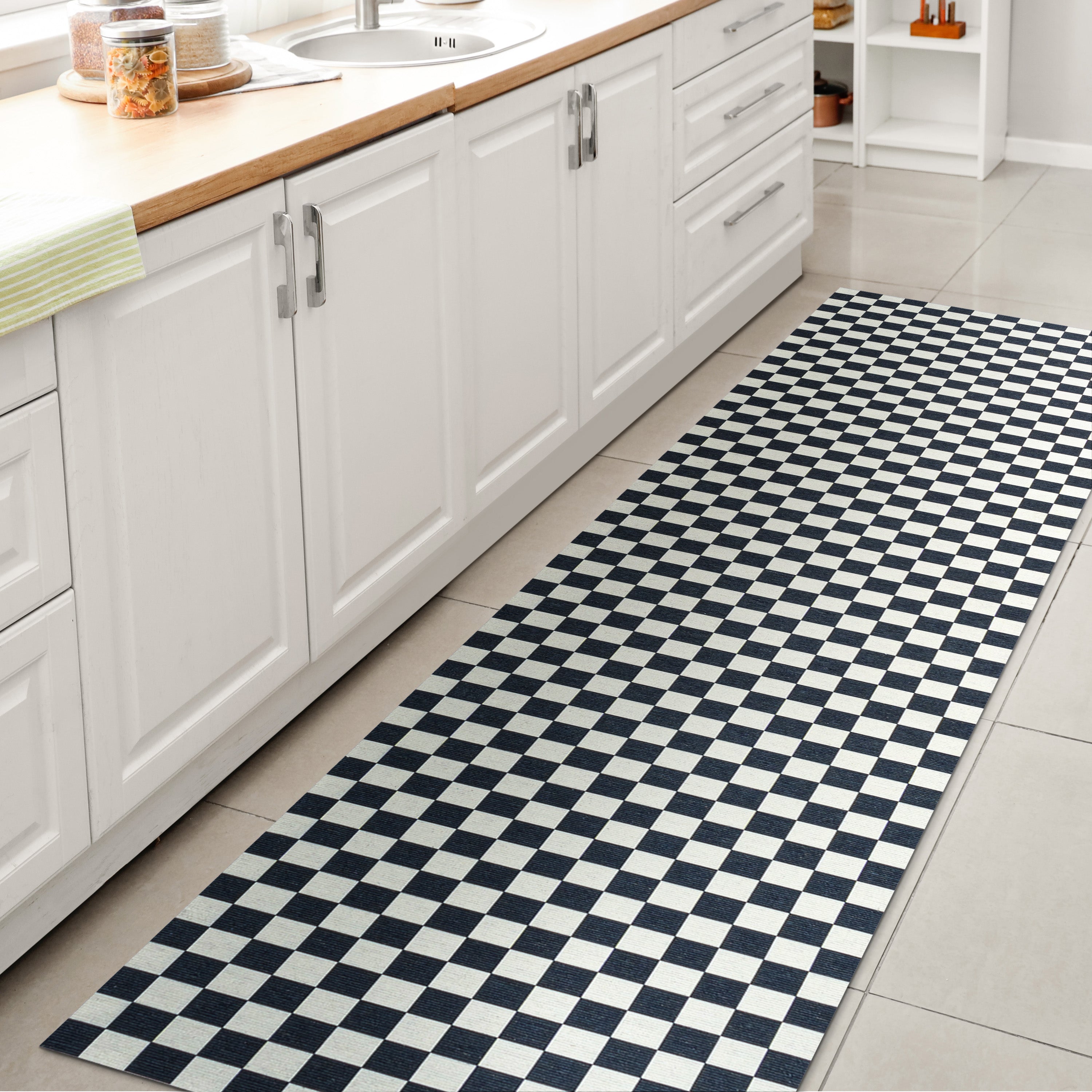 Ainsley Modern Cottage Checkerboard Washable Purple Area Rug