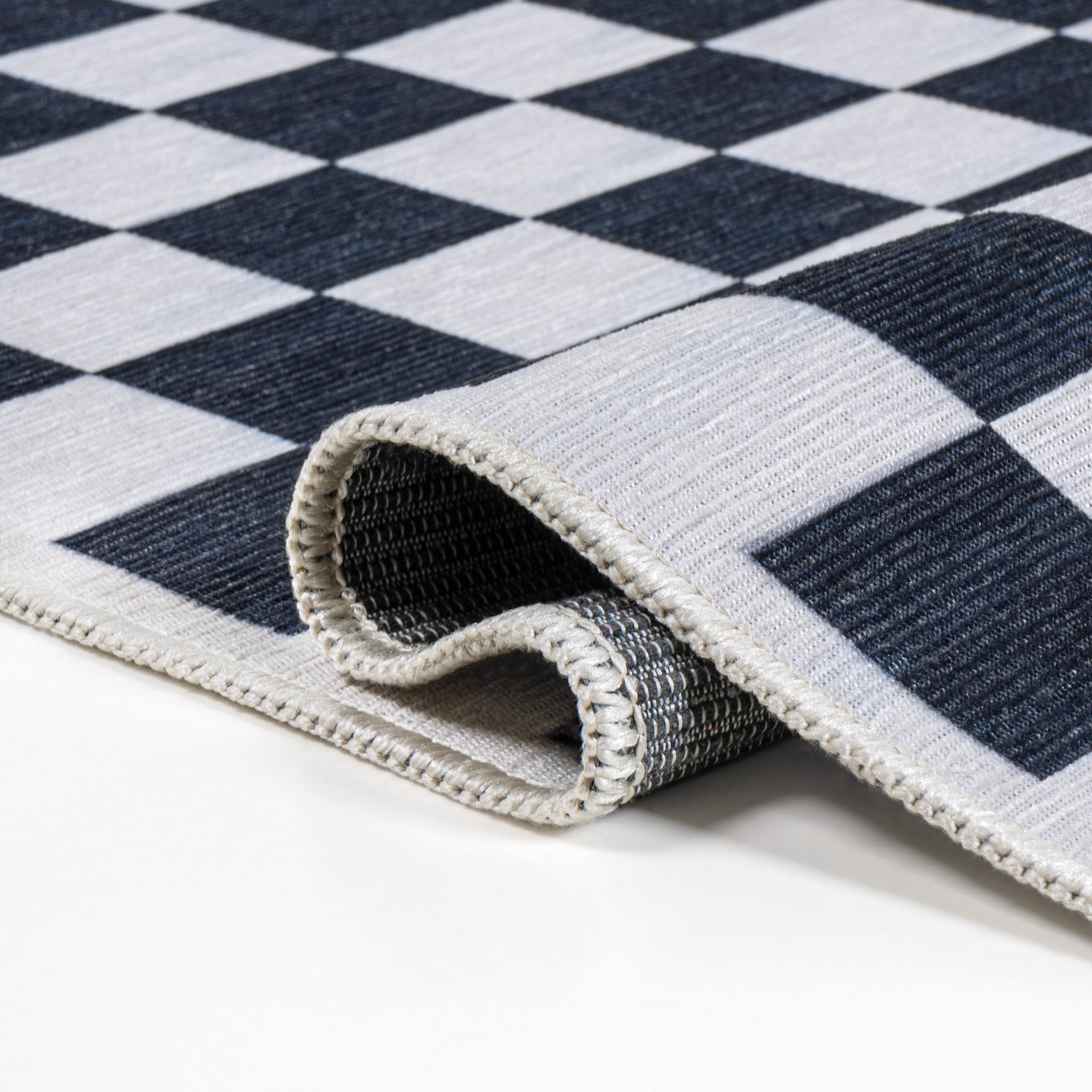 Ainsley Modern Cottage Checkerboard Washable Purple Area Rug