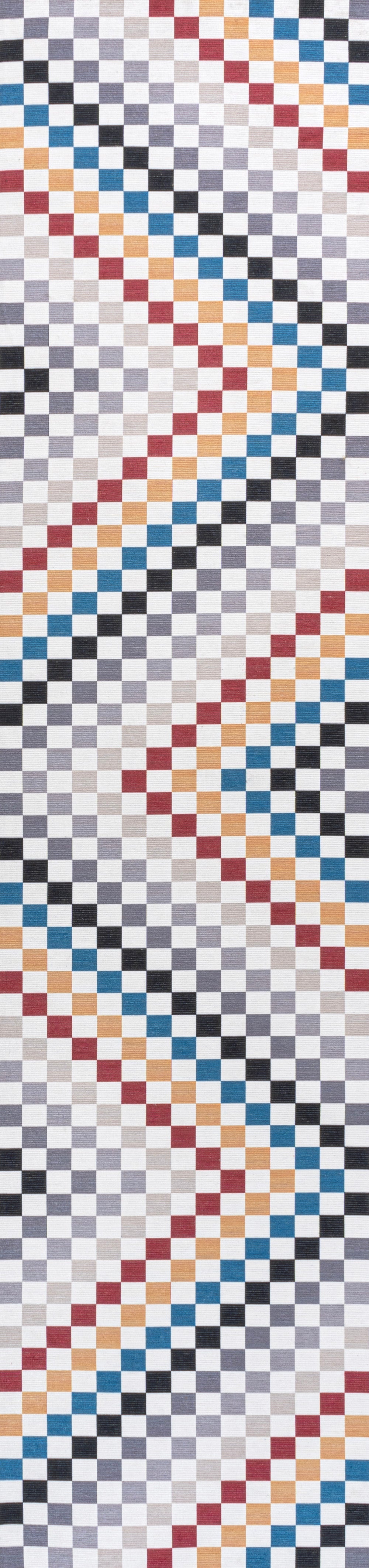 Ainsley Modern Cottage Checkerboard Washable Purple Area Rug