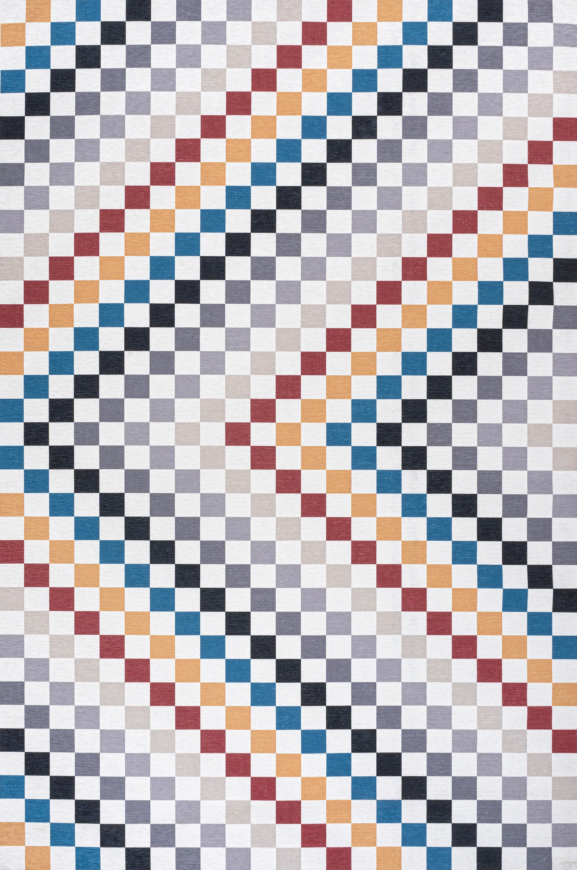 Ainsley Modern Cottage Checkerboard Washable Purple Area Rug