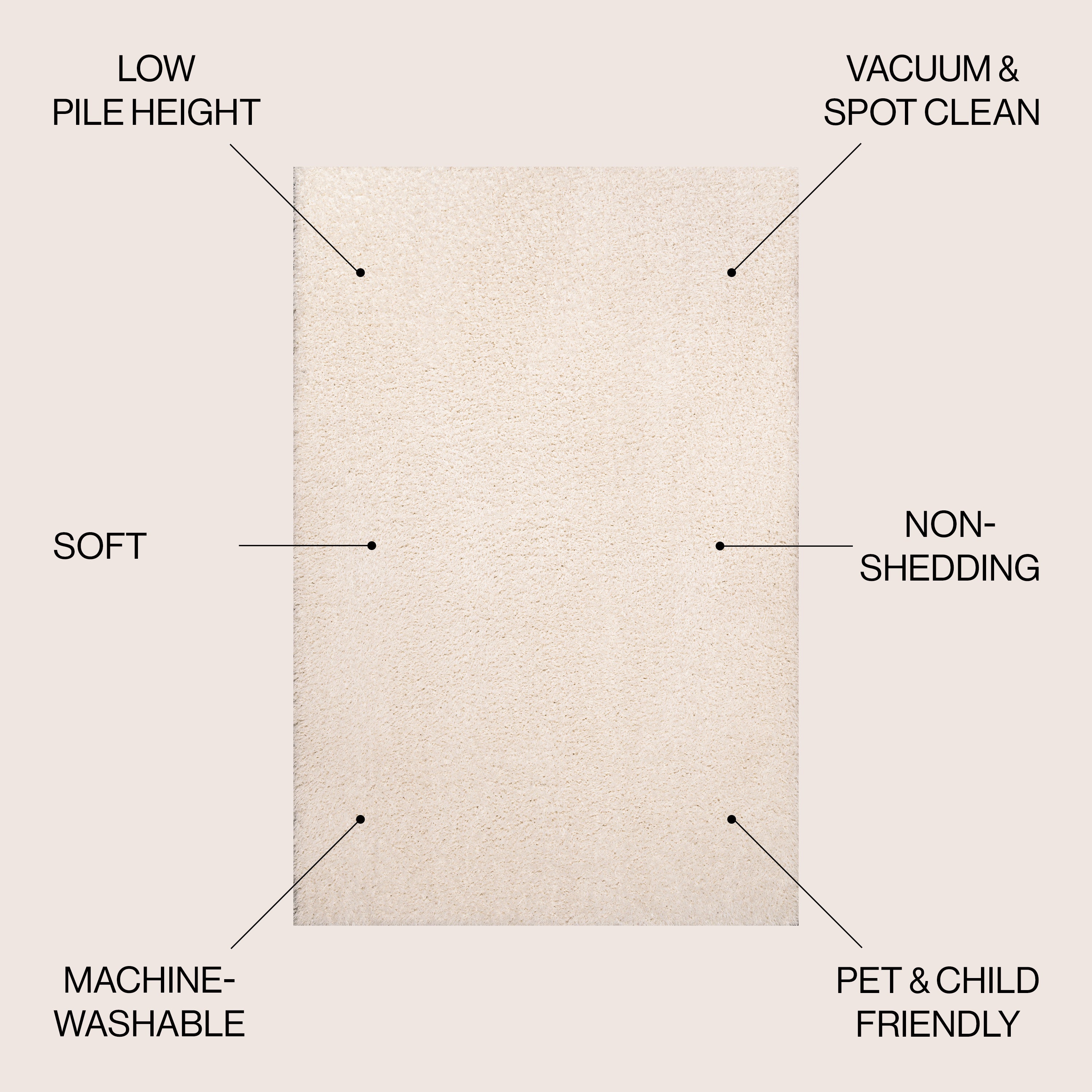Clayton Coastal Solid Glam Shag Machine-Washable Area Rug