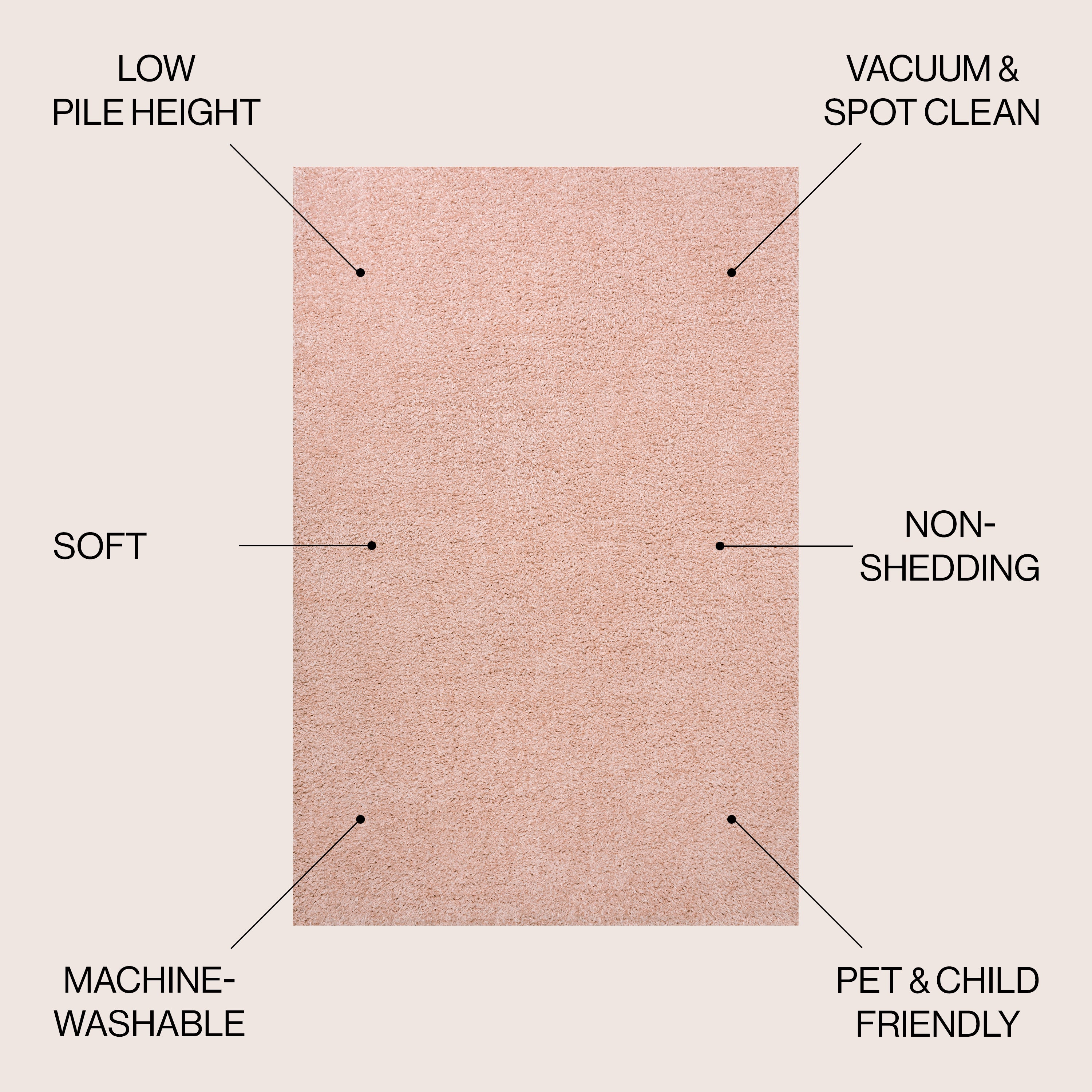 Clayton Coastal Solid Glam Shag Machine-Washable Area Rug