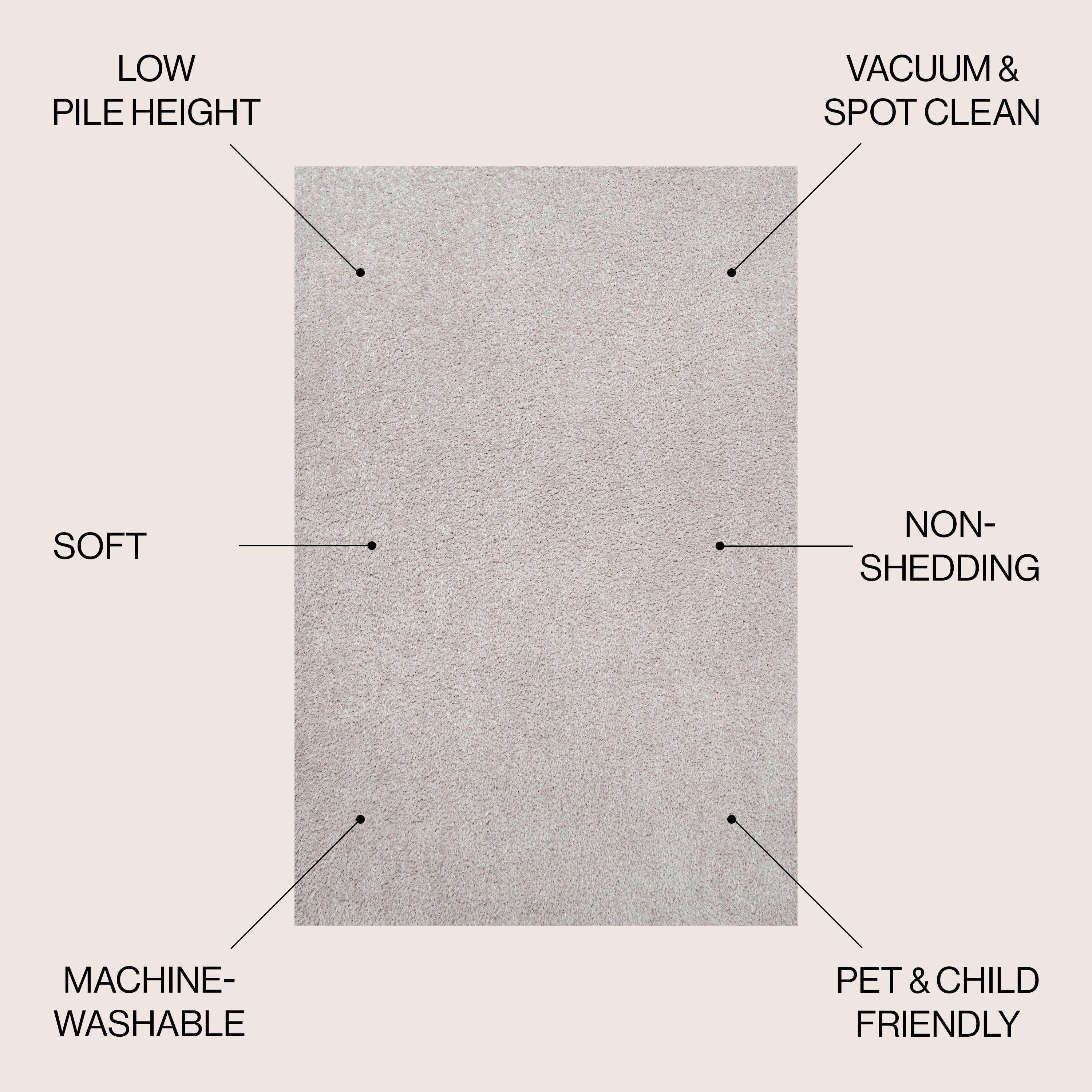 Clayton Coastal Solid Glam Shag Machine-Washable Area Rug