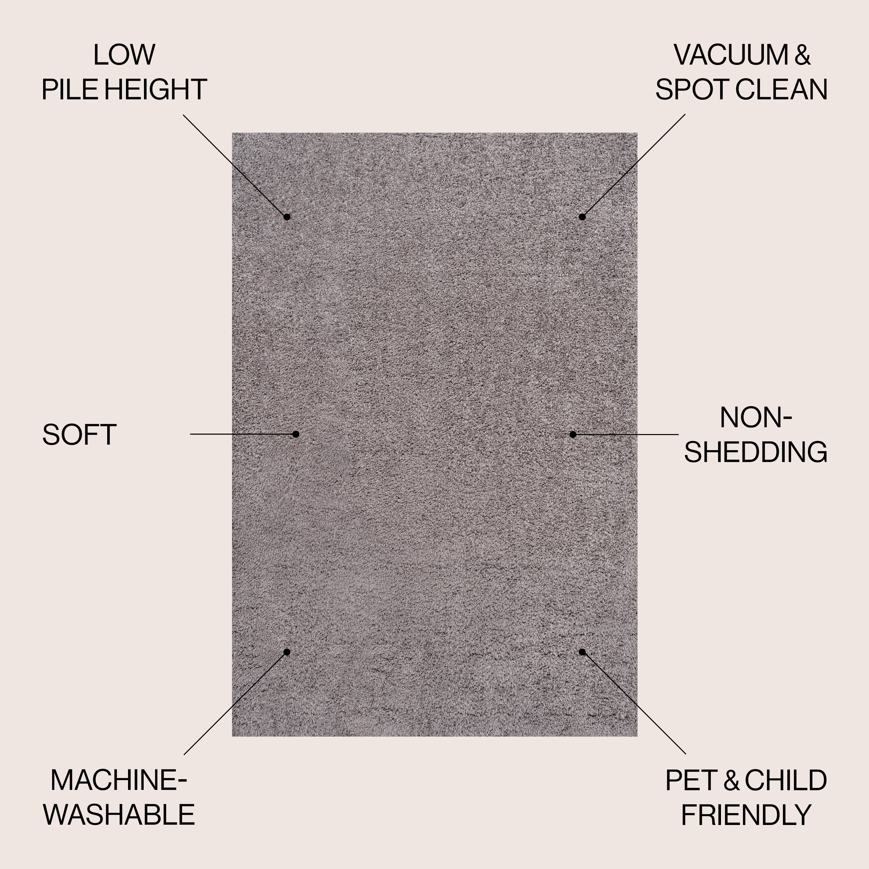 Clayton Coastal Solid Glam Shag Machine-Washable Area Rug