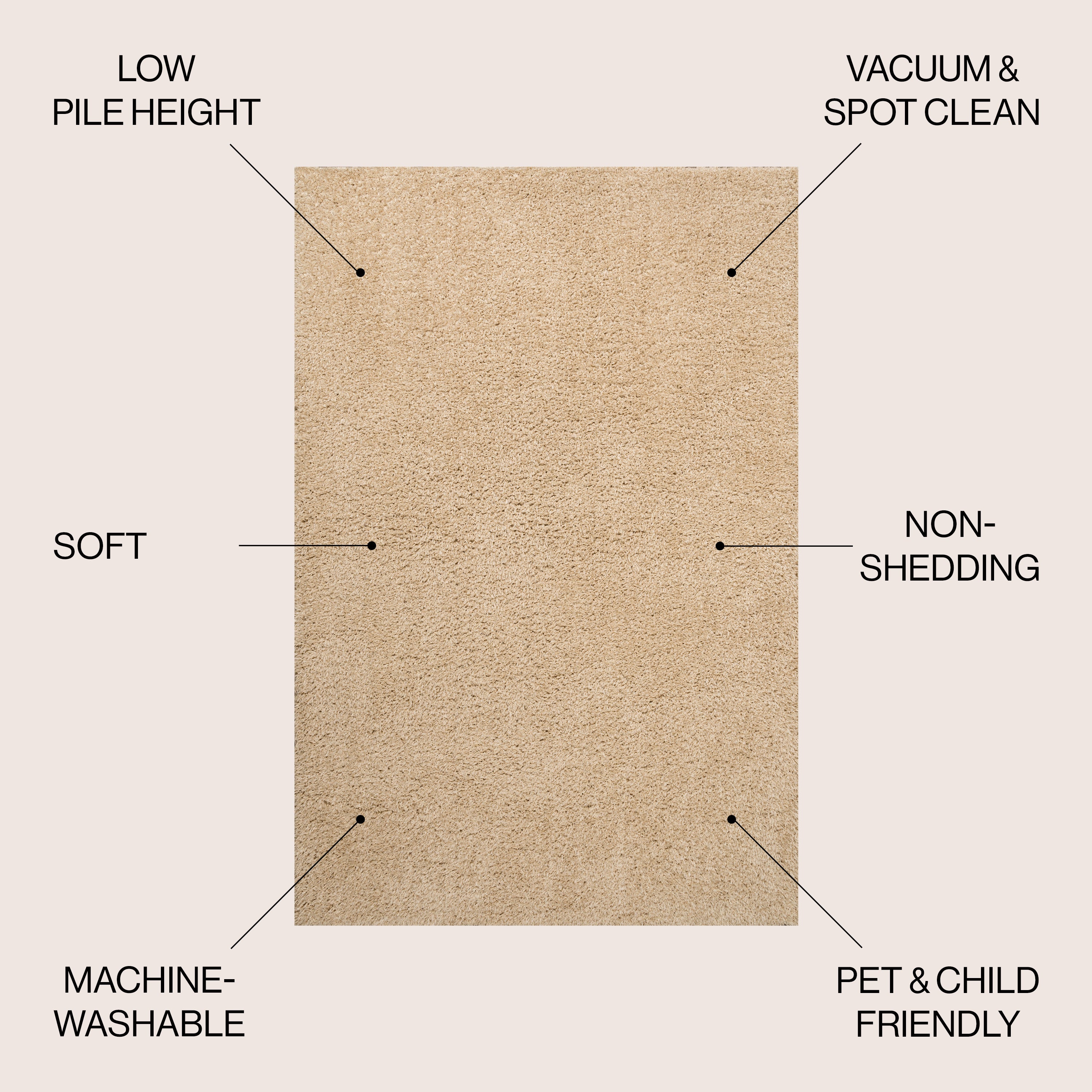 Clayton Coastal Solid Glam Shag Machine-Washable Area Rug
