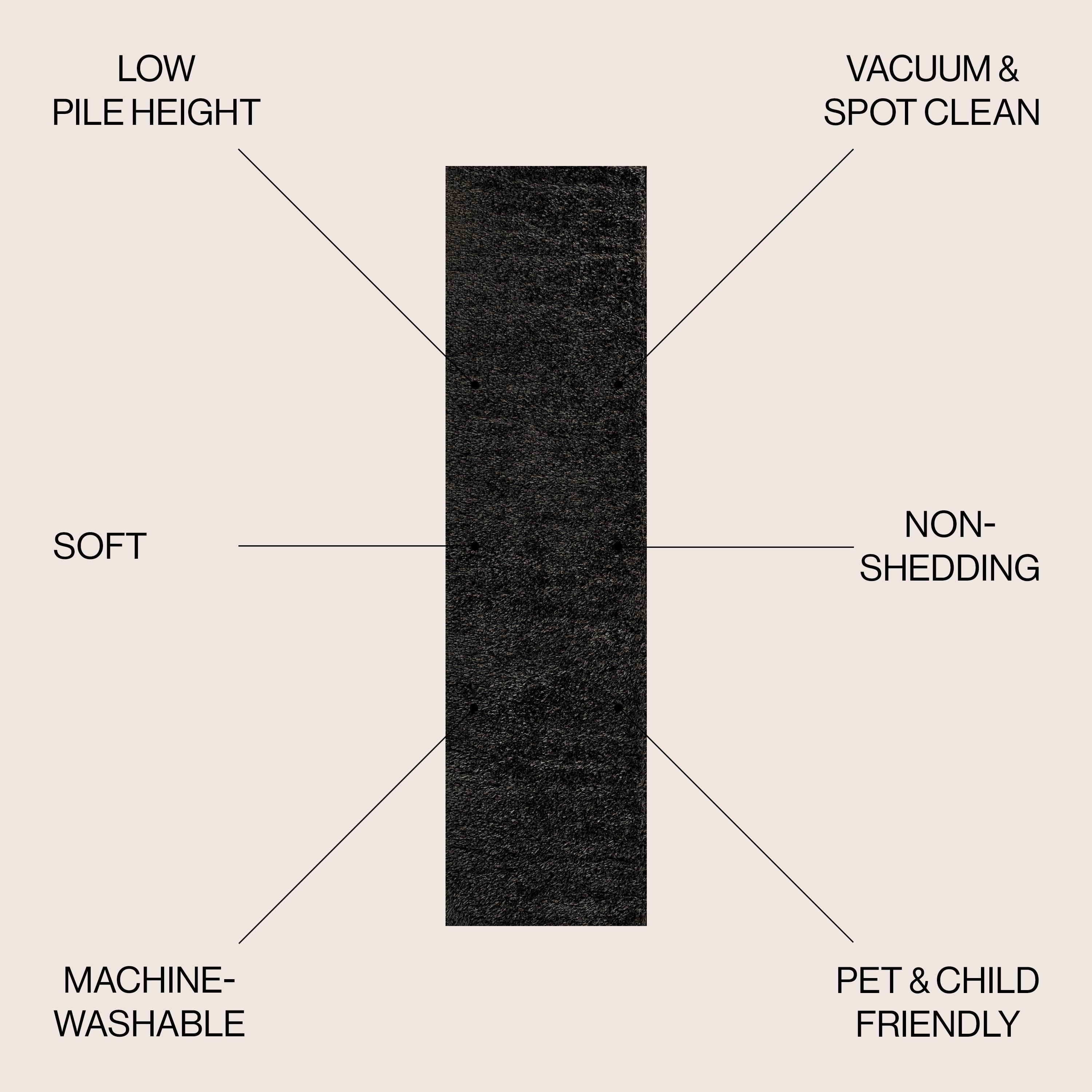 Clayton Coastal Solid Glam Shag Machine-Washable Area Rug
