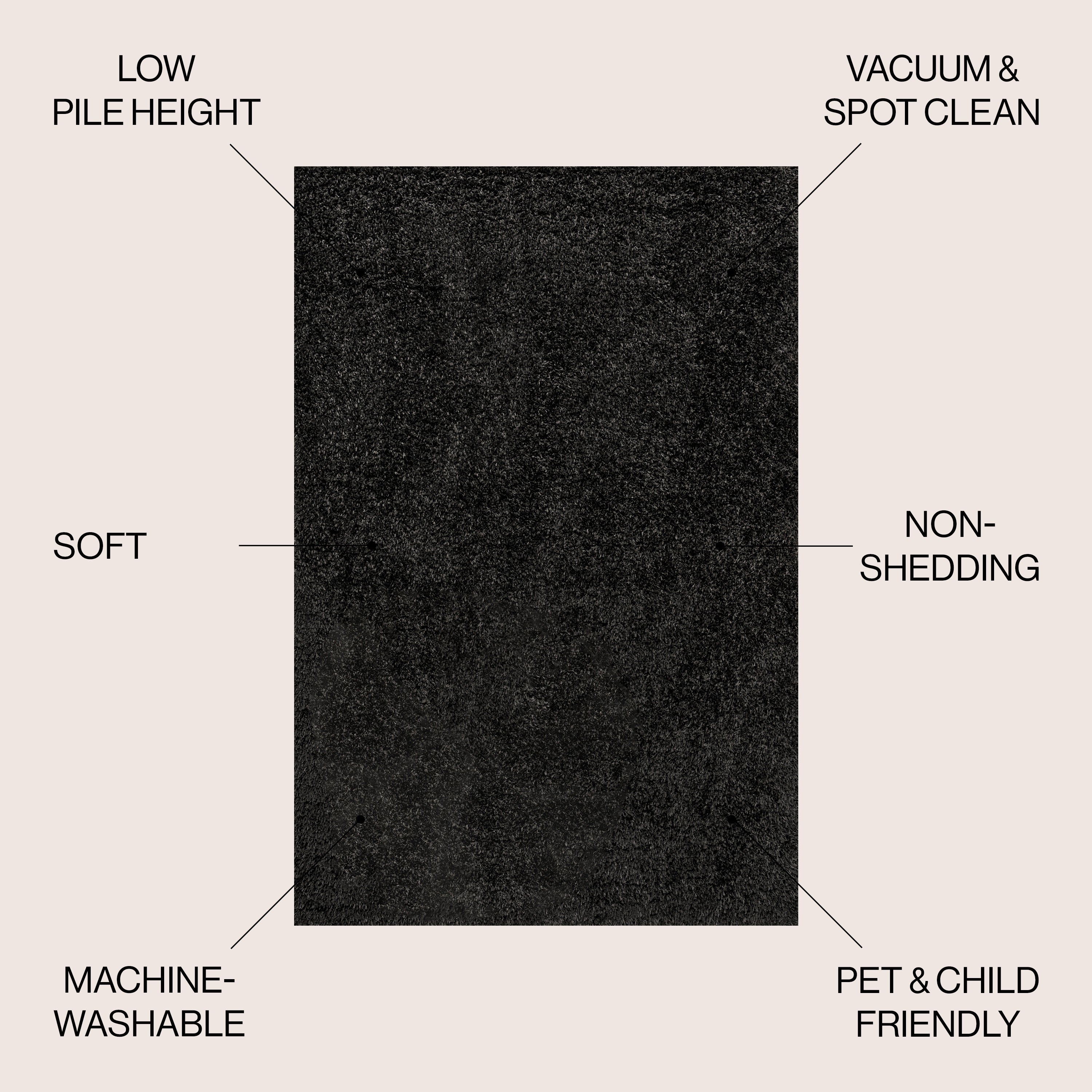 Clayton Coastal Solid Glam Shag Machine-Washable Area Rug