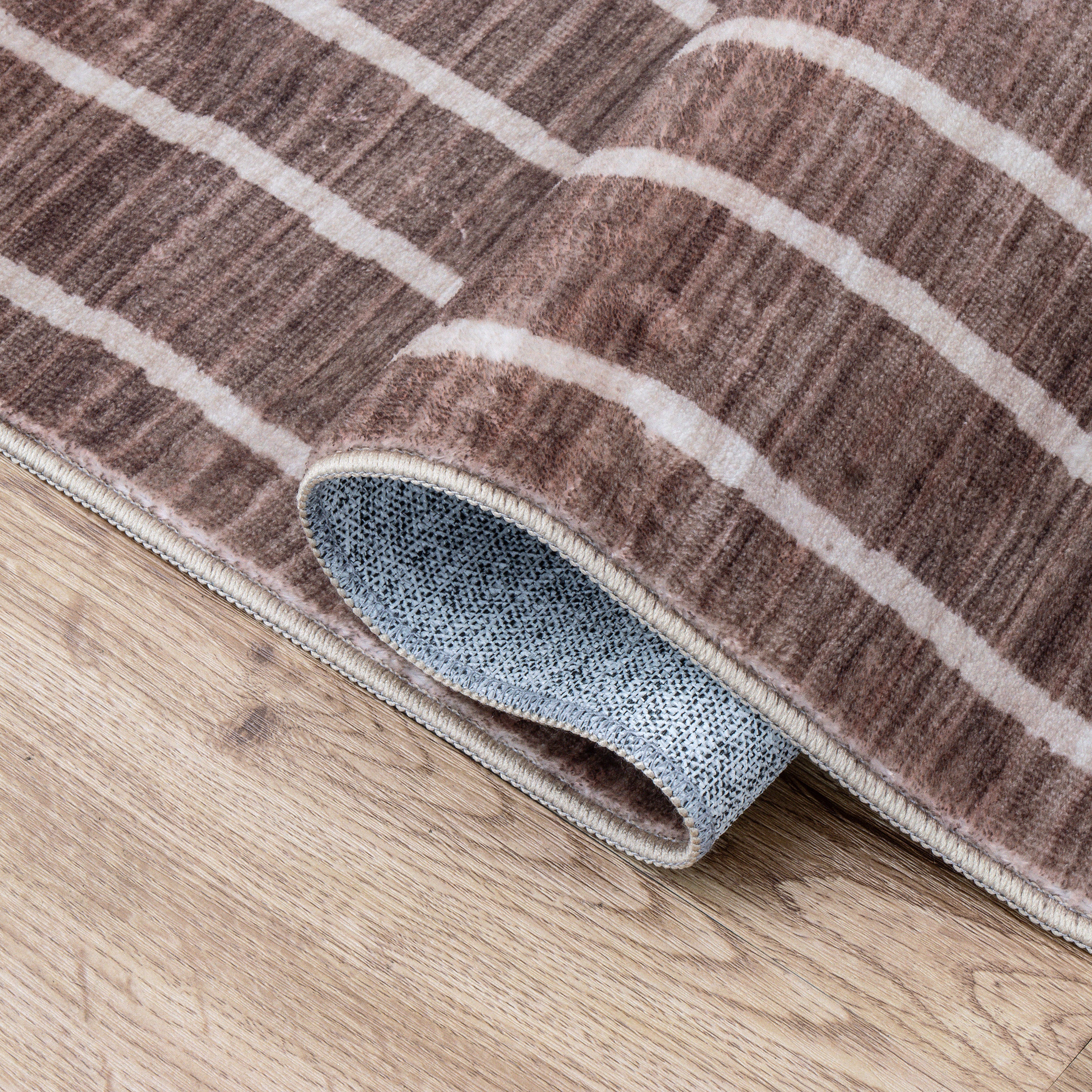 Orton Distressed Ticking Stripe Non-Slip Machine-Washable Rug