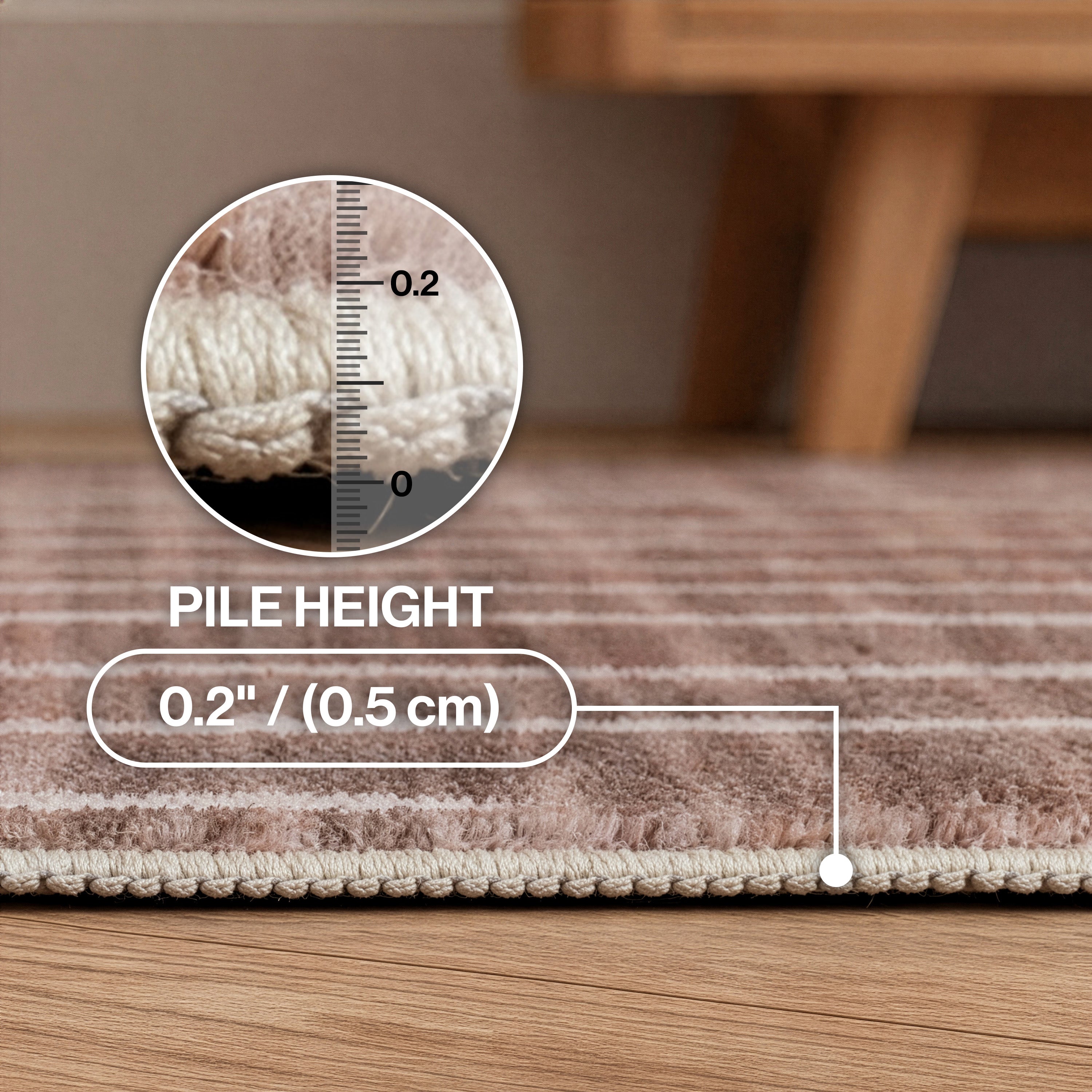Orton Distressed Ticking Stripe Non-Slip Machine-Washable Rug
