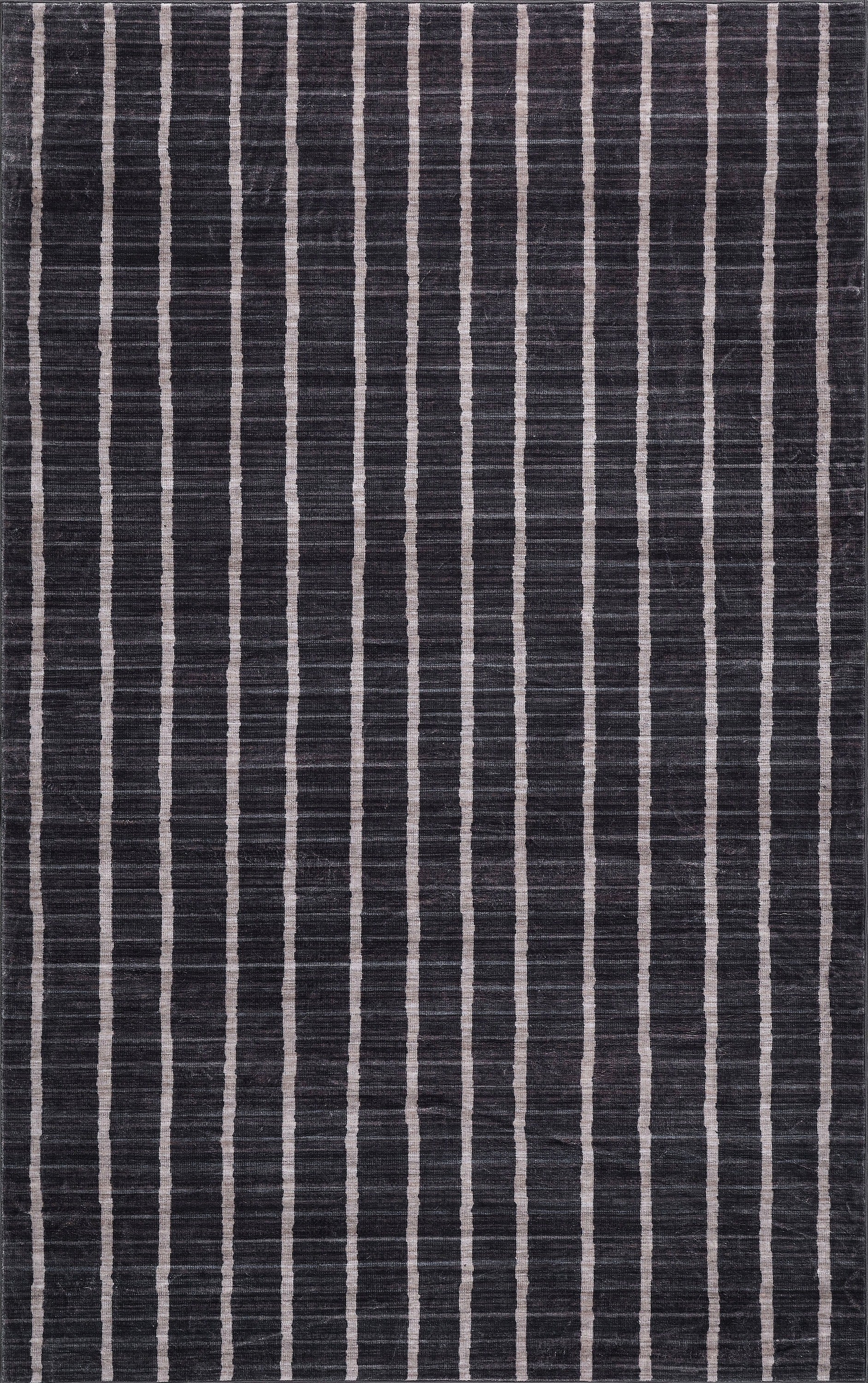 Orton Distressed Ticking Stripe Non-Slip Machine-Washable Rug