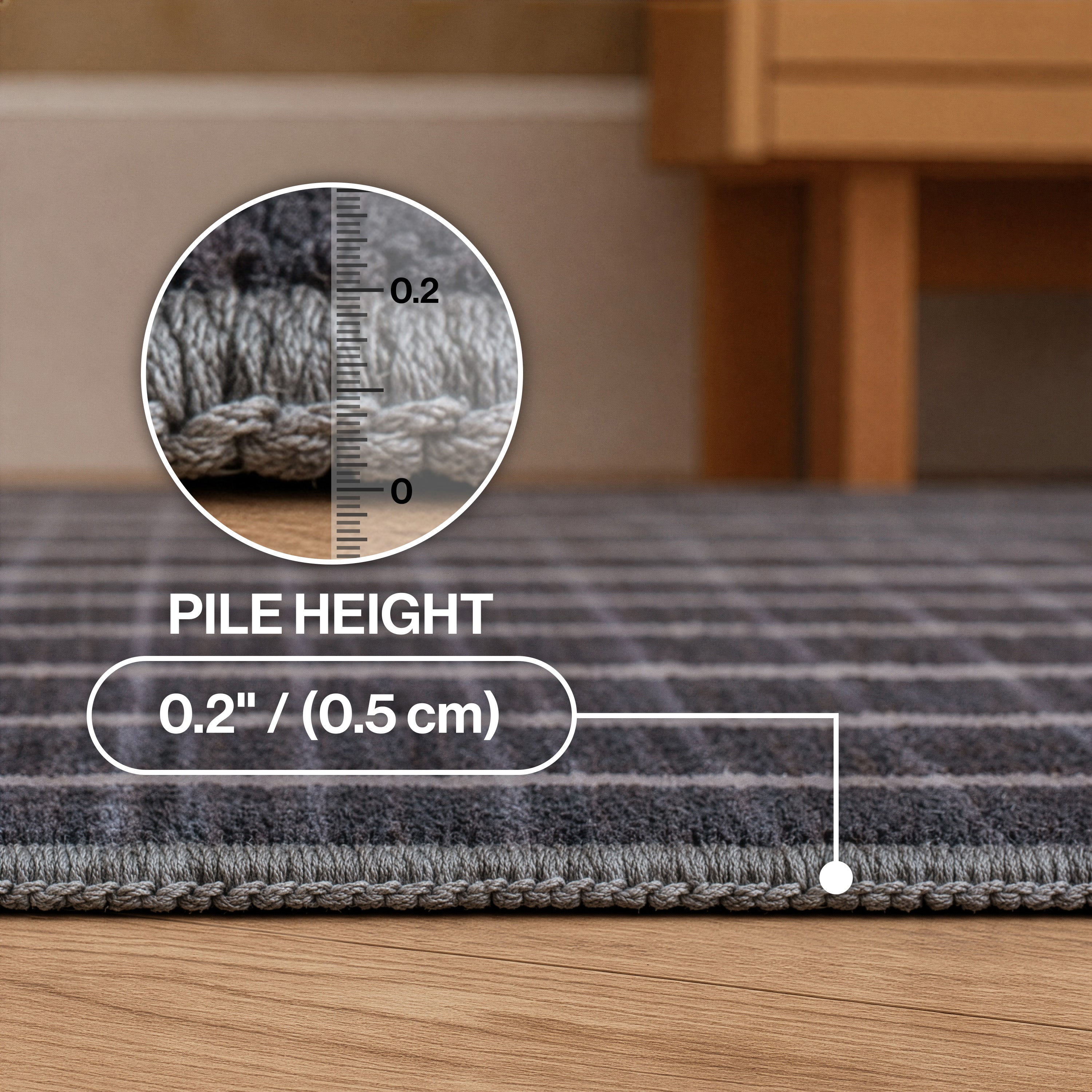Orton Distressed Ticking Stripe Non-Slip Machine-Washable Rug