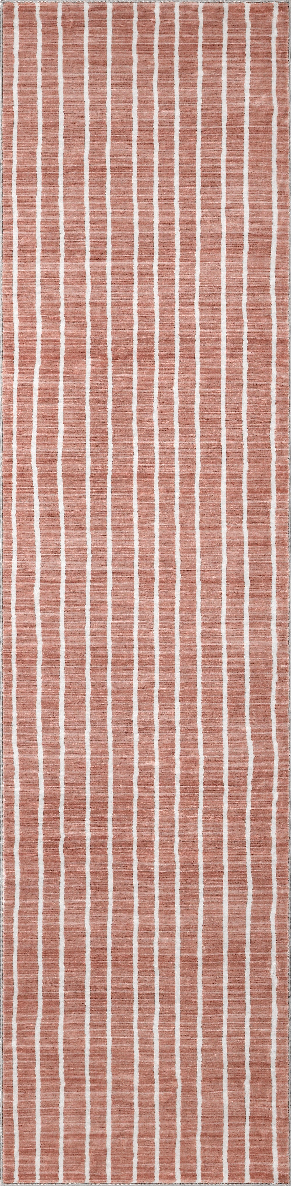 Orton Distressed Ticking Stripe Non-Slip Machine-Washable Rug