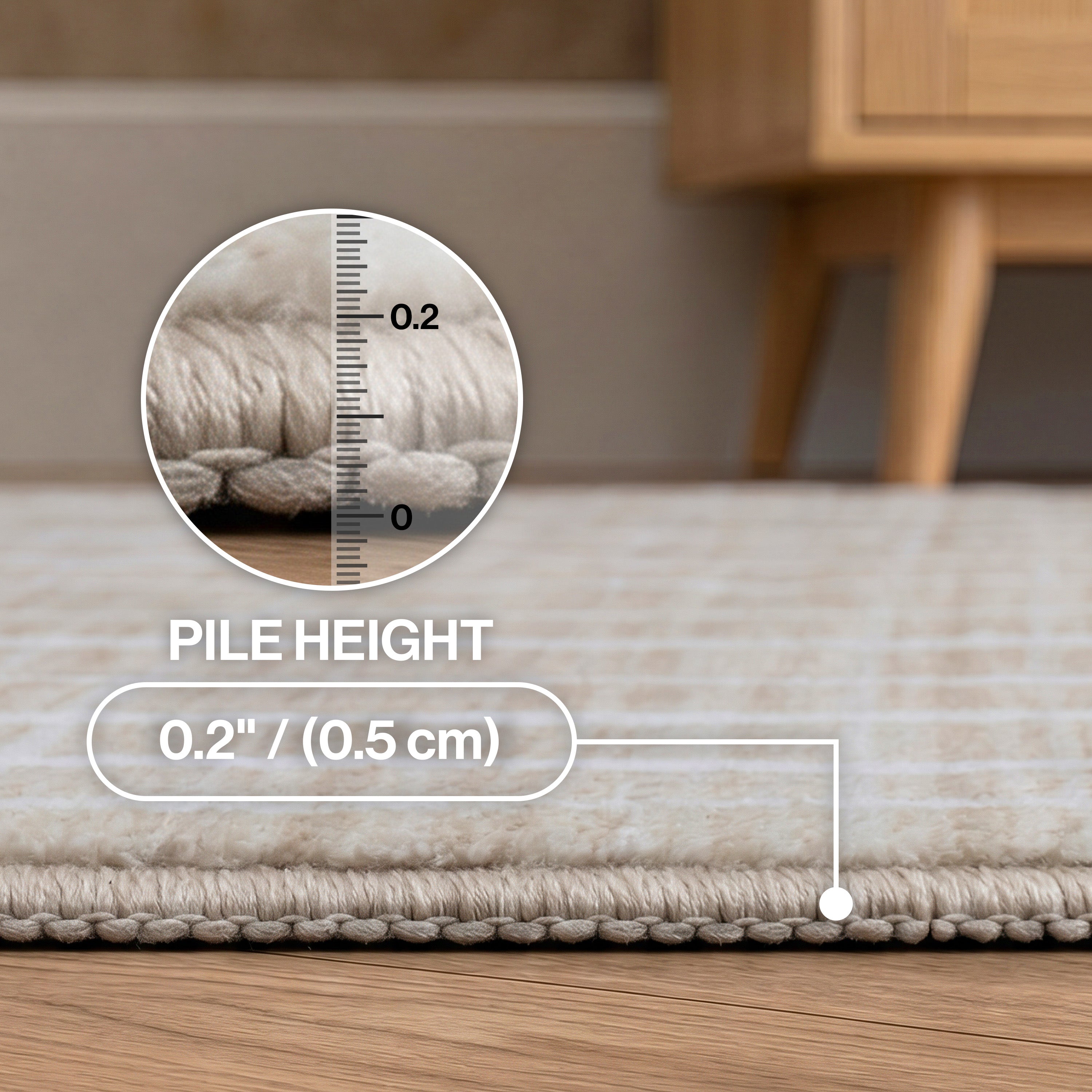 Orton Distressed Ticking Stripe Non-Slip Machine-Washable Rug