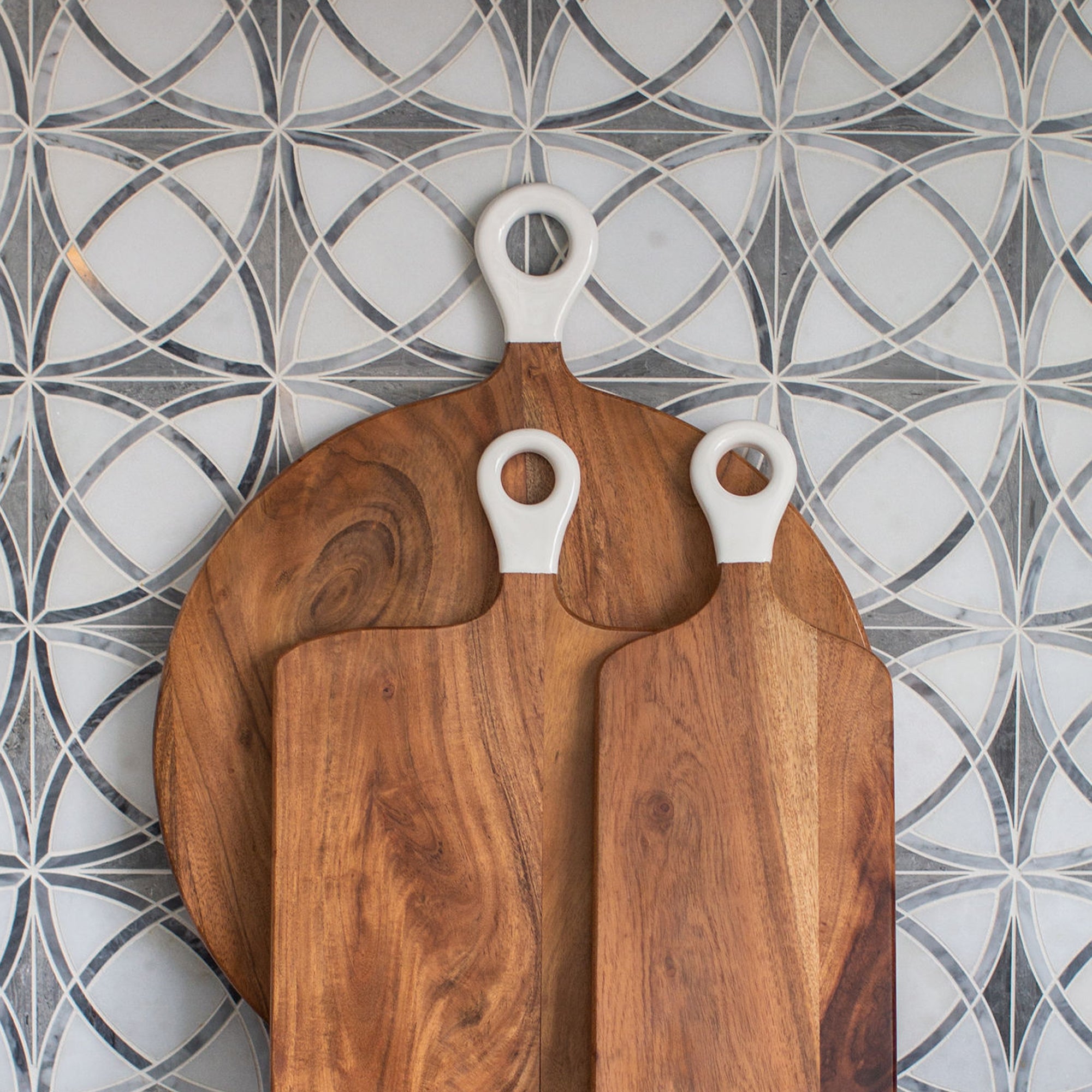Pier 1 Wood + White Collection Acacia Charcuterie Board