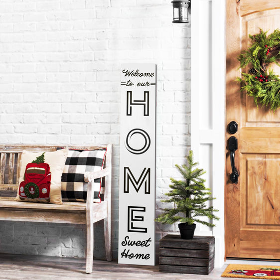 Black & White Welcome To Our Home/Welcome Reversible Porch Sign
