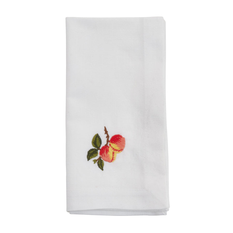 Embroidered Peach Table Napkins, Set of 4