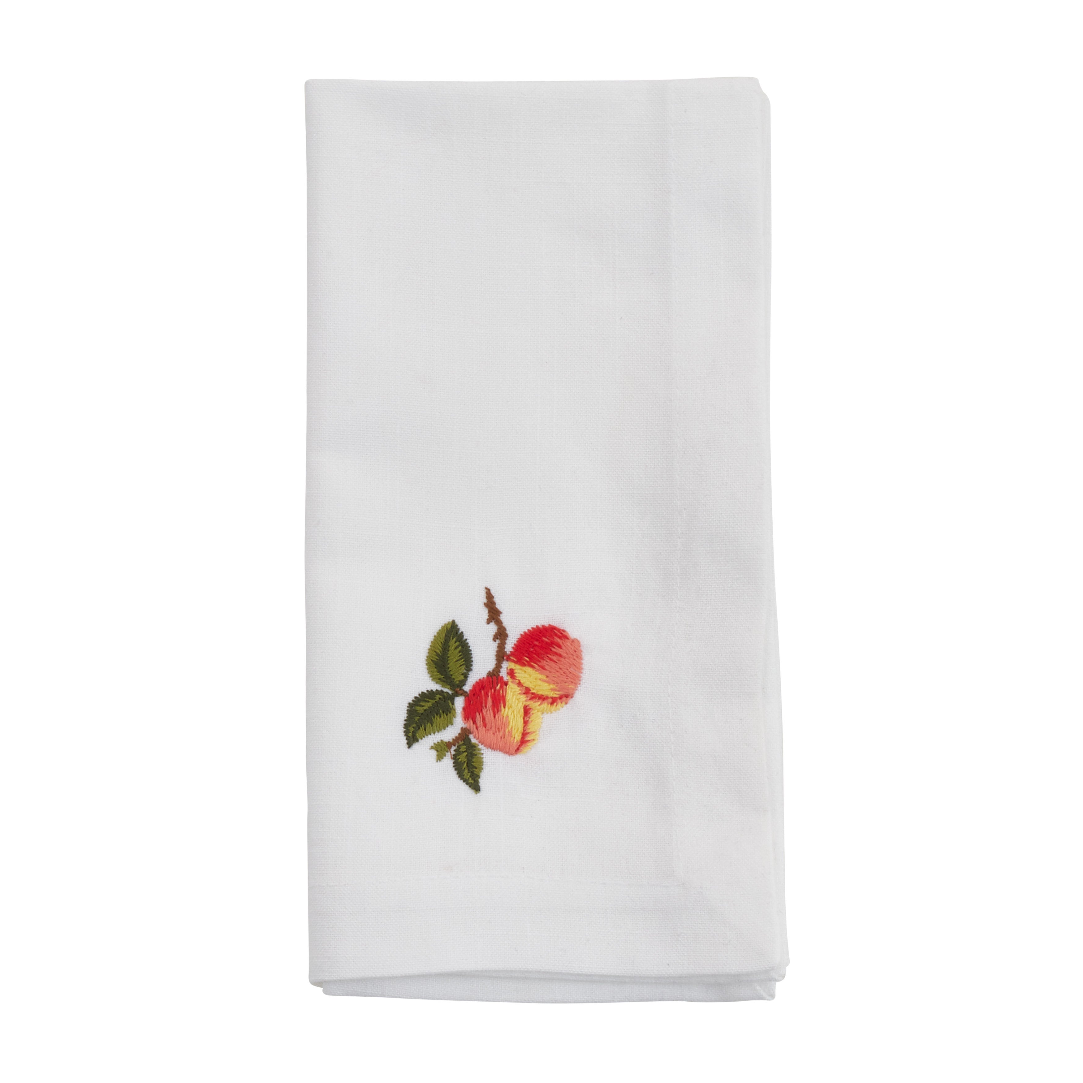 Embroidered Peach Table Napkins, Set of 4