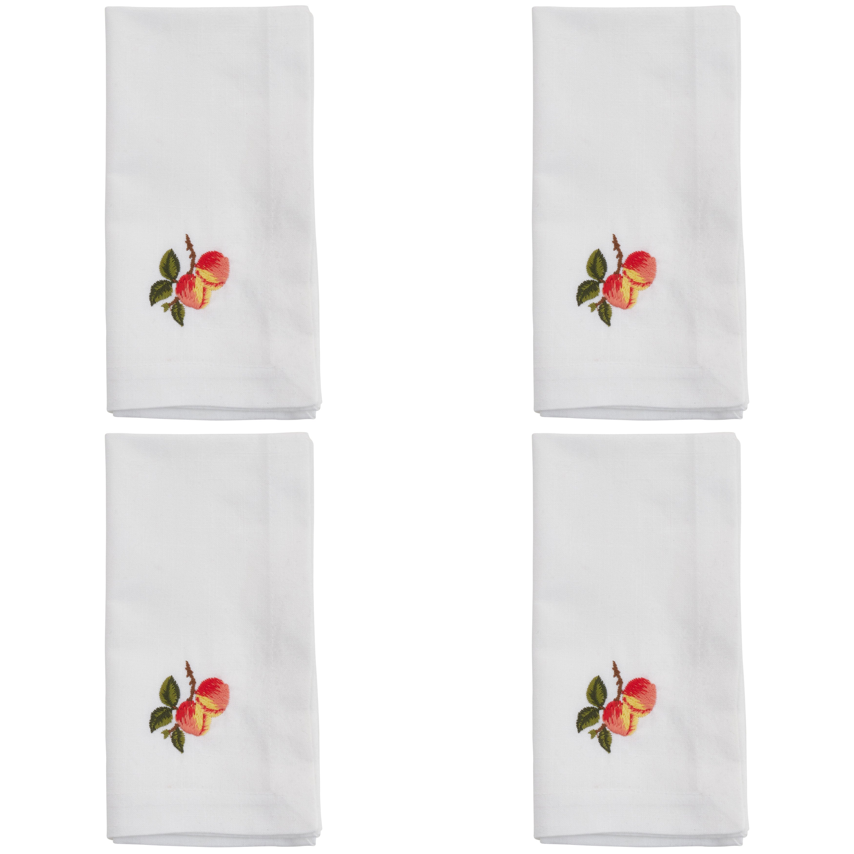 Embroidered Peach Table Napkins, Set of 4