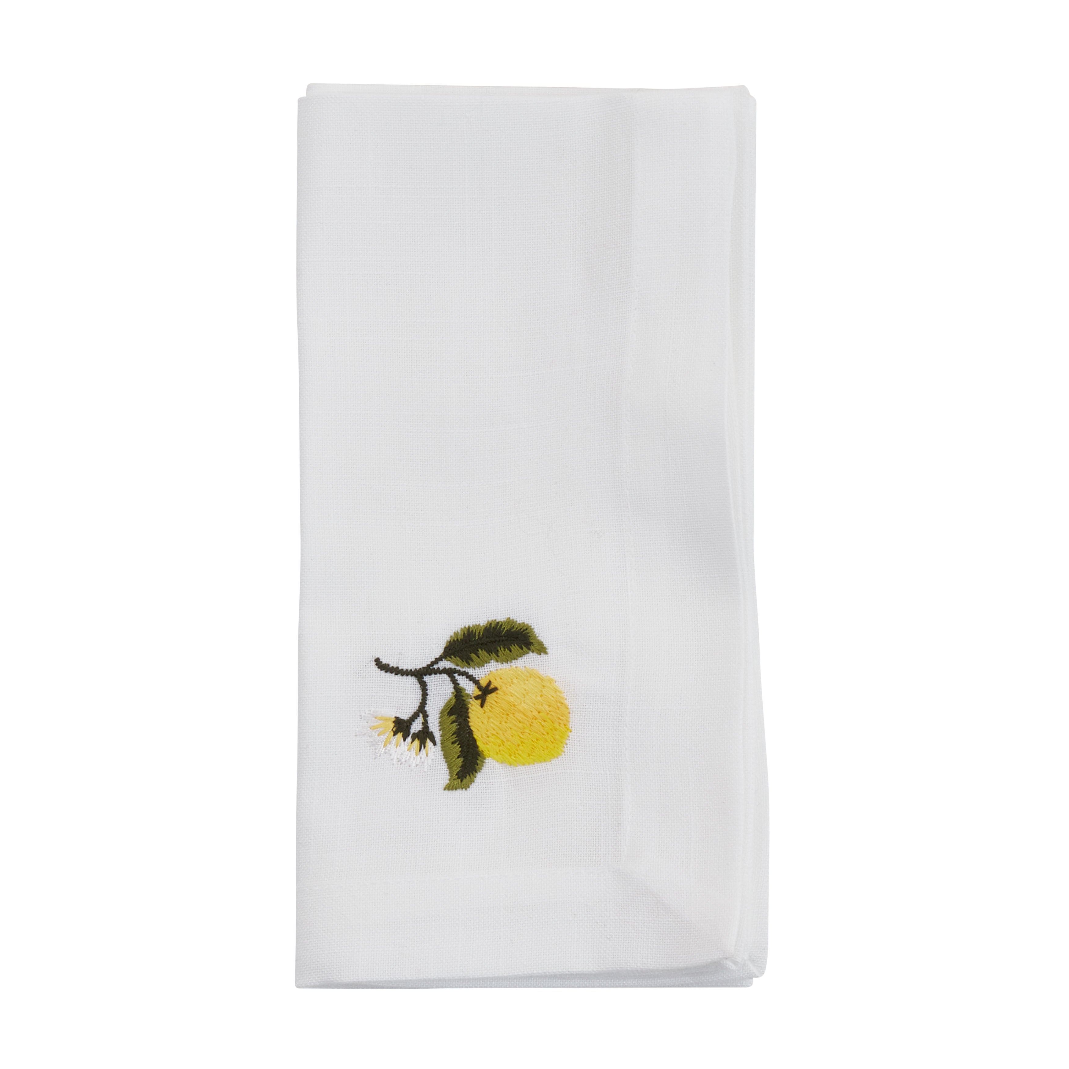 Embroidered Lemon Table Napkins, Set of 4