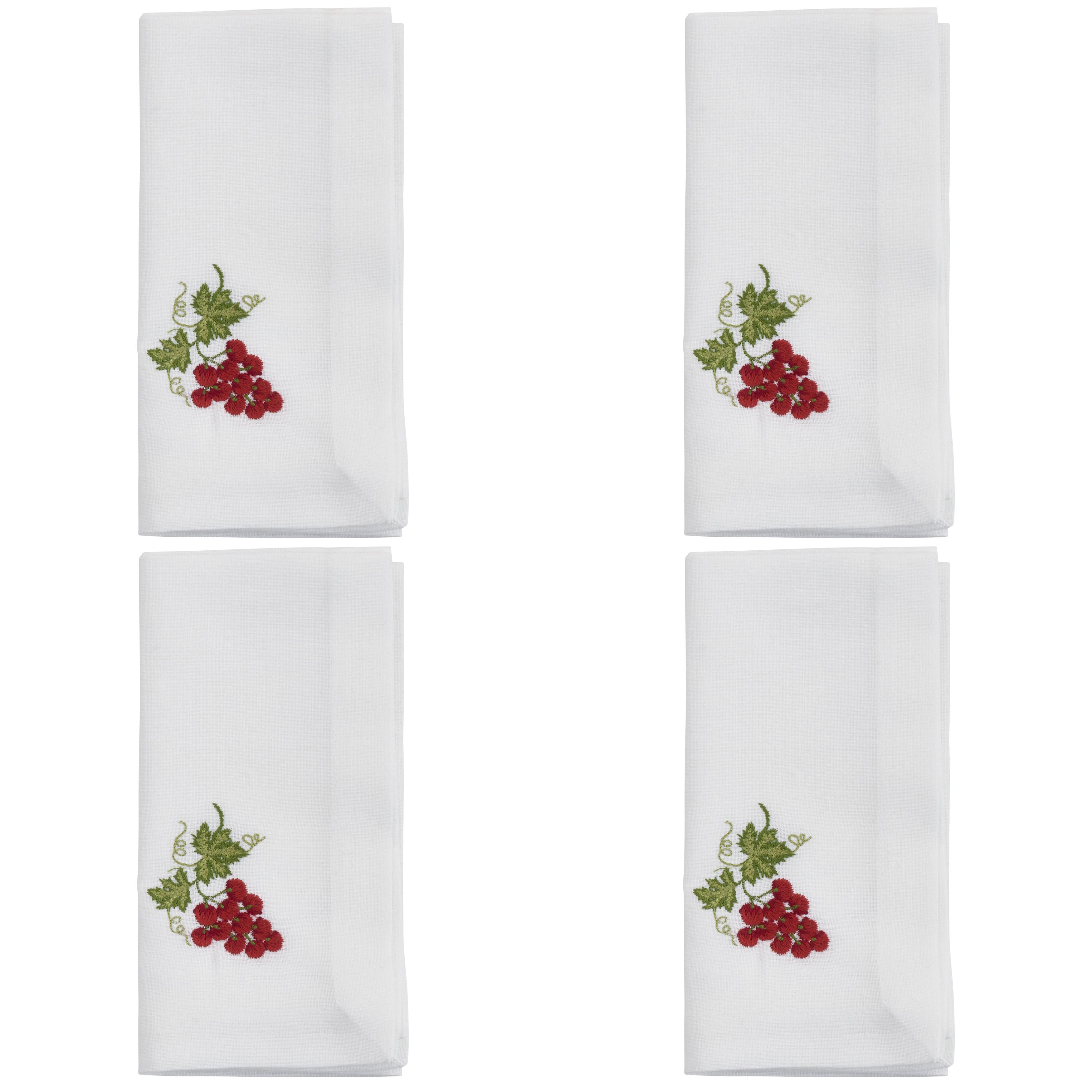 Embroidered Grapes Table Napkins, Set of 4