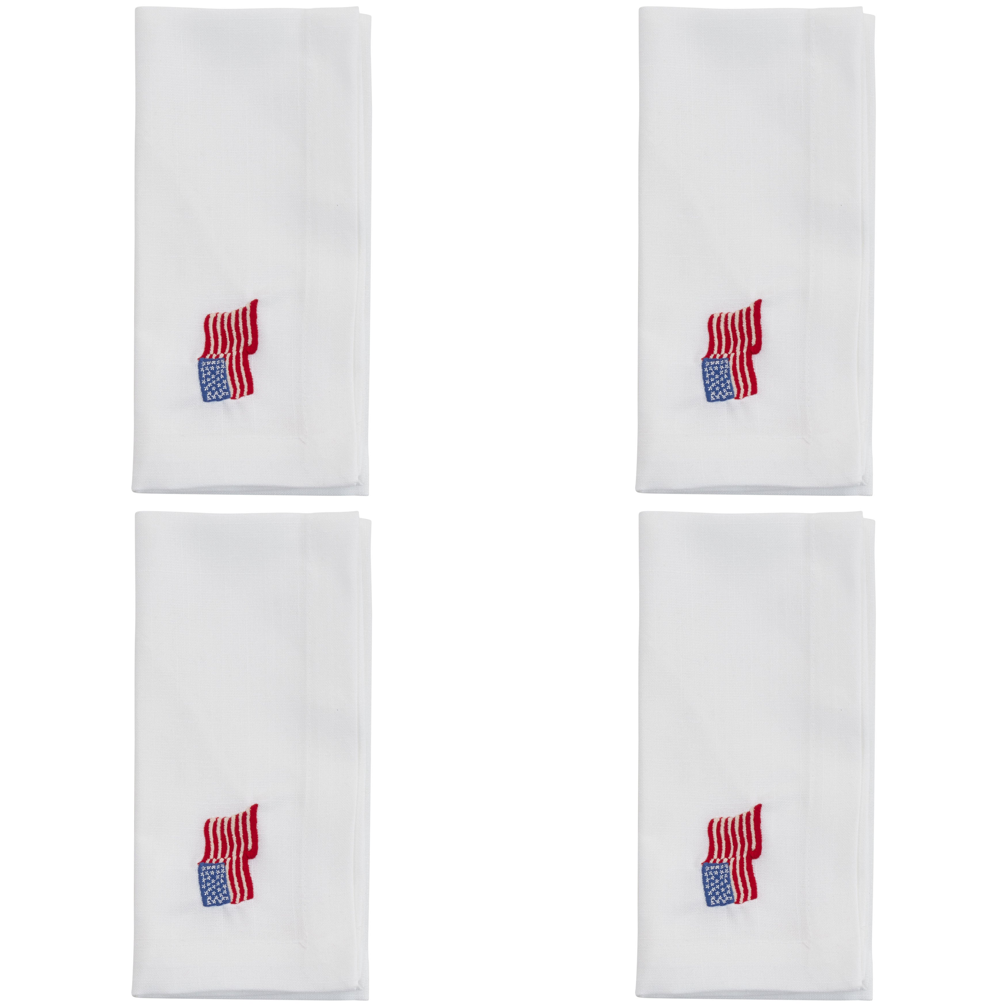 Embroidered American Flag Patriotic Napkin, Set of 4